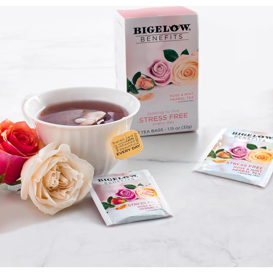 Té de Hierbas Bigelow Benefits Rosa y Menta Sin Cafeína 108 Bolsitas