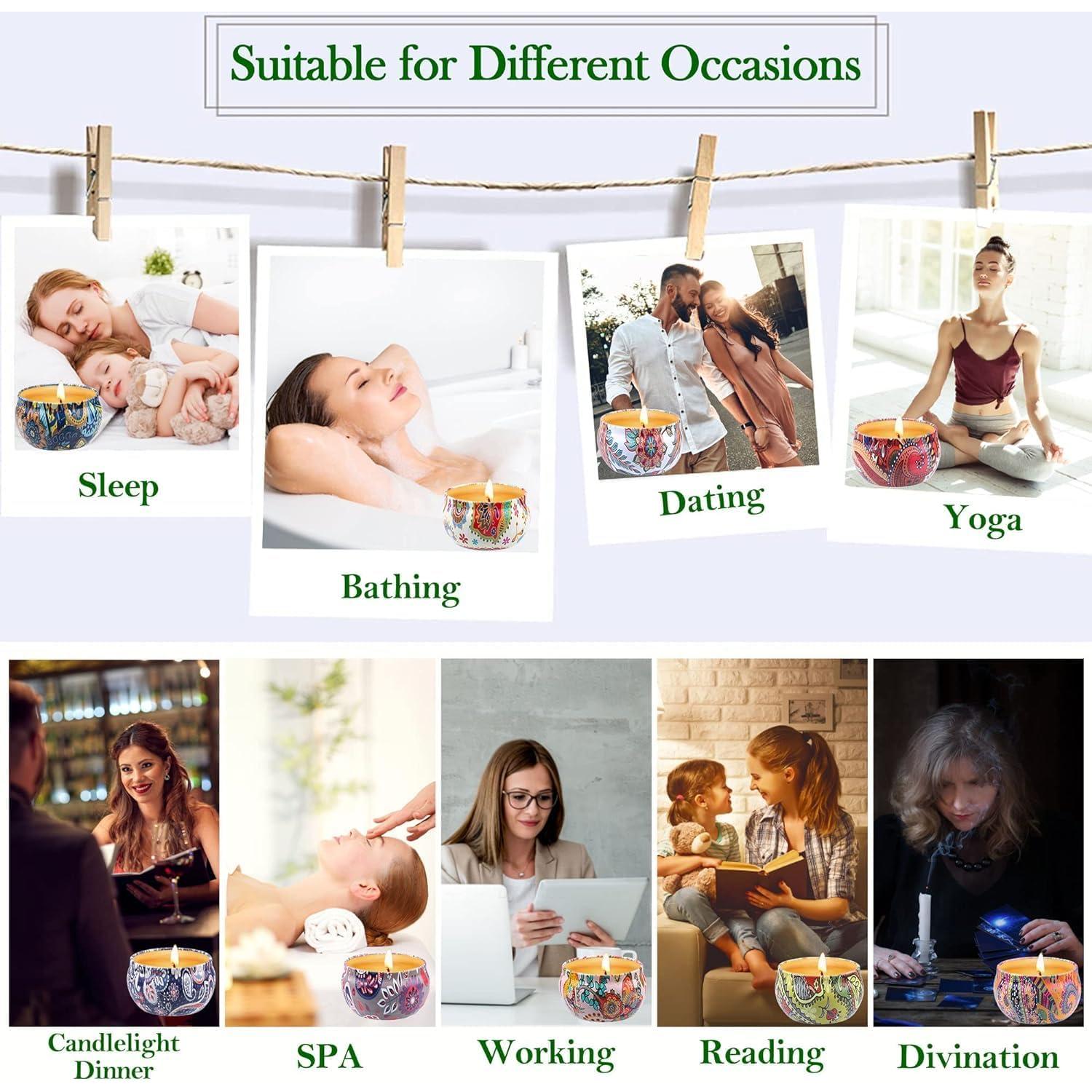 Juego de 9 Velas Aromáticas Aottom de Soja 180 Horas