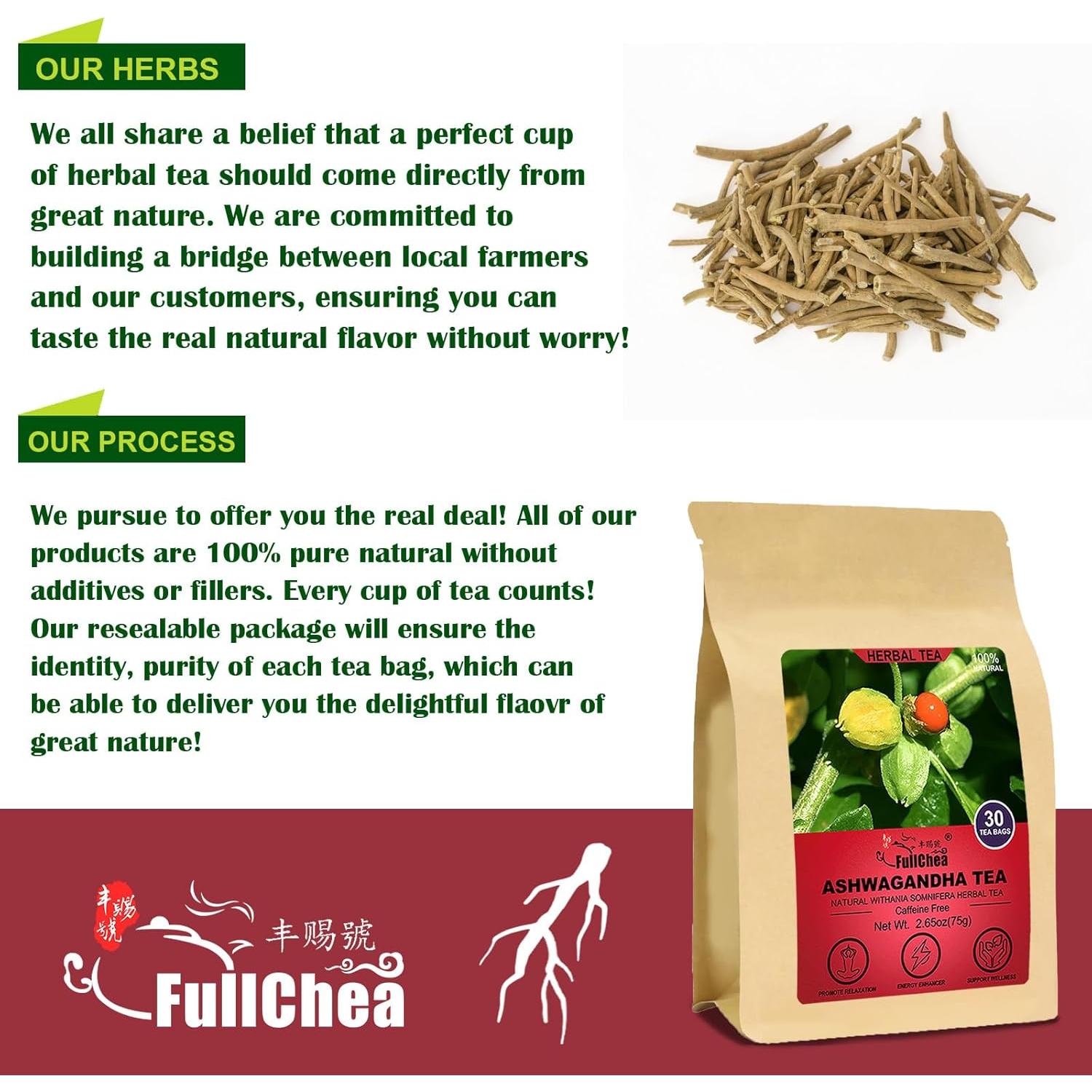 Té de Ashwagandha FullChea 30 Bolsitas 2.5g - Sin Cafeína