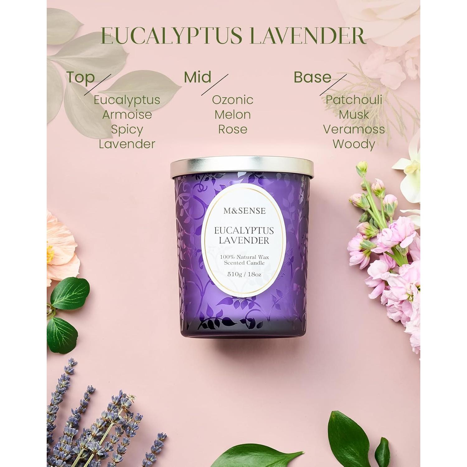 Vela Aromática M&SENSE Eucalipto y Lavanda 18oz 100h