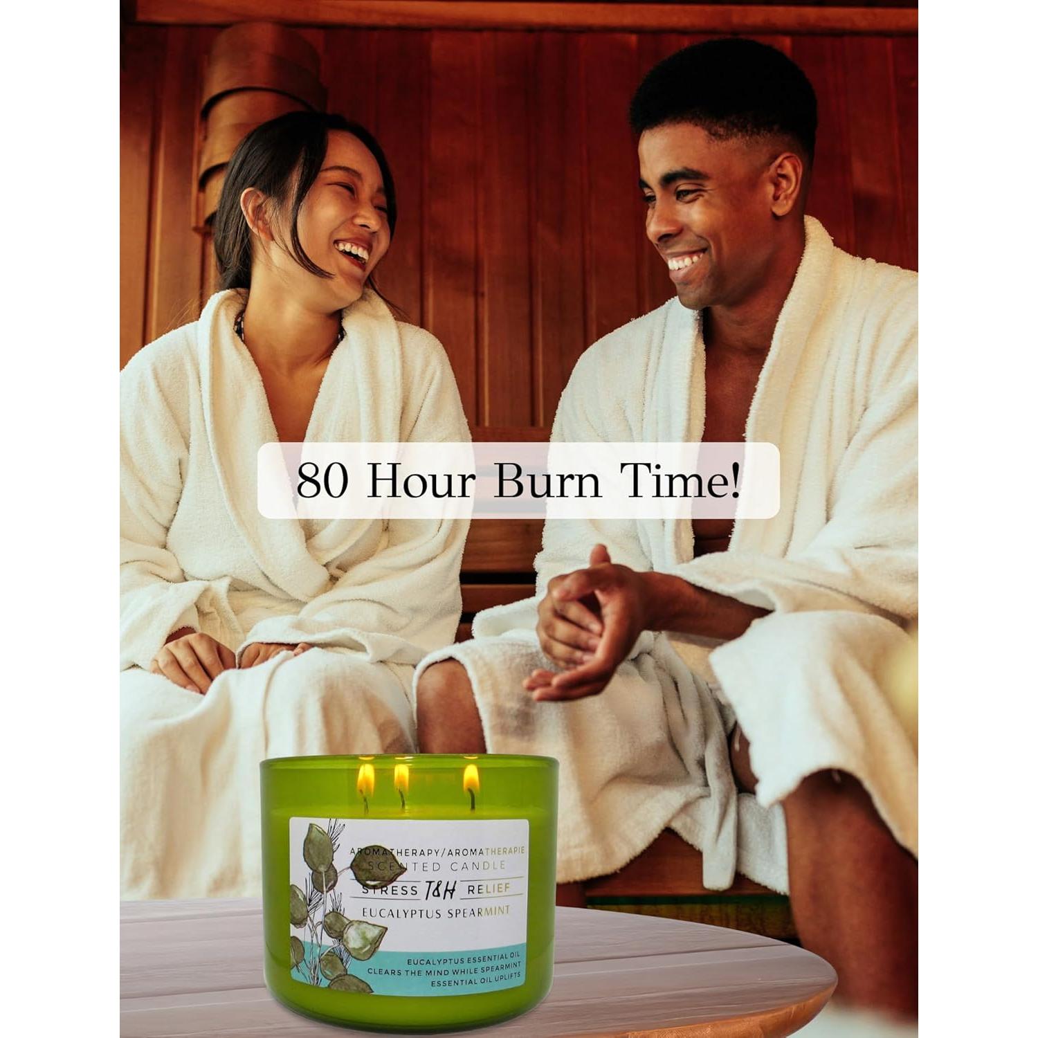 Vela Aromática T&H Eucalipto y Menta 3 Mechas 450 g