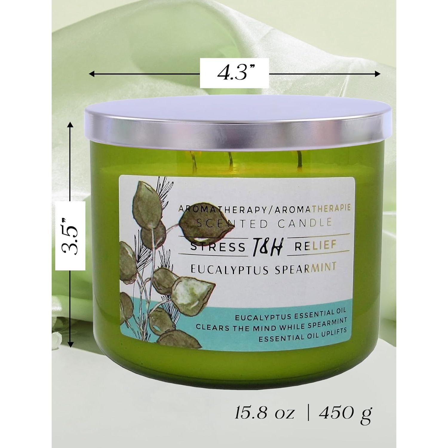 Vela Aromática T&H Eucalipto y Menta 3 Mechas 450 g