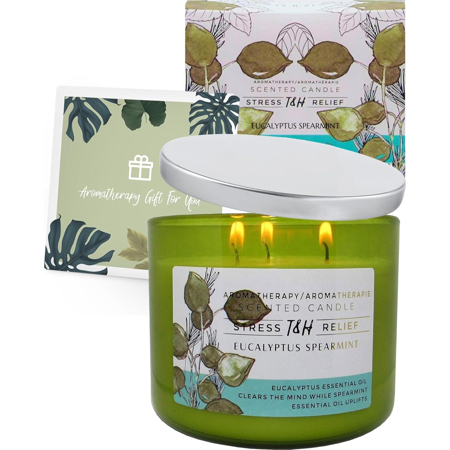 Vela Aromática T&H Eucalipto y Menta 3 Mechas 450 g