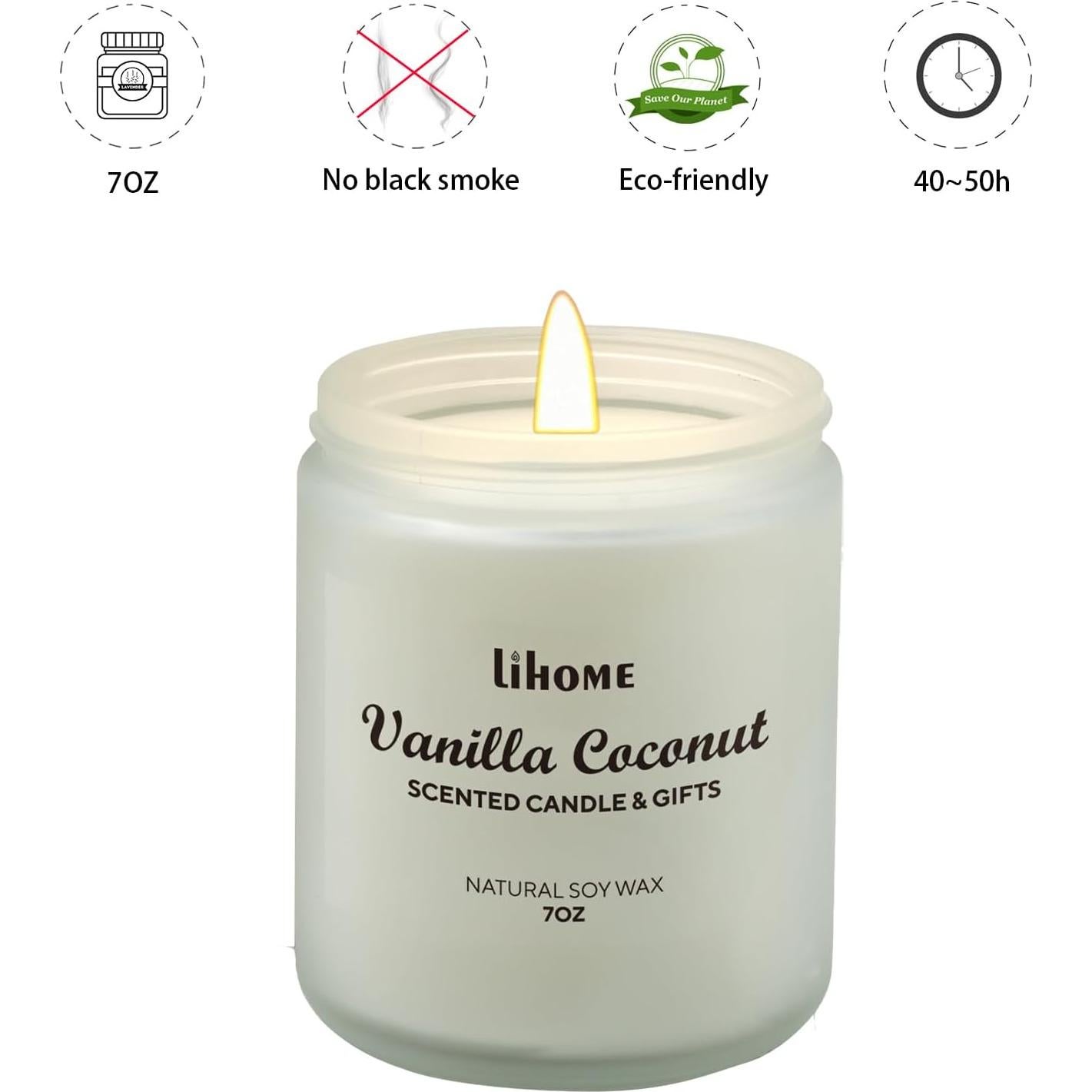 Vela Aromática de Cera de Soja Lihome Coco de Vainilla 200g