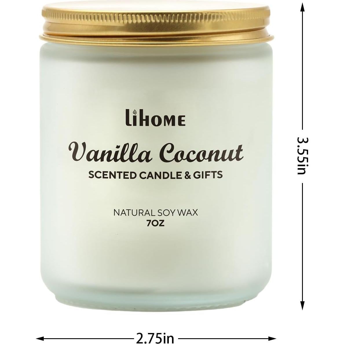 Vela Aromática de Cera de Soja Lihome Coco de Vainilla 200g