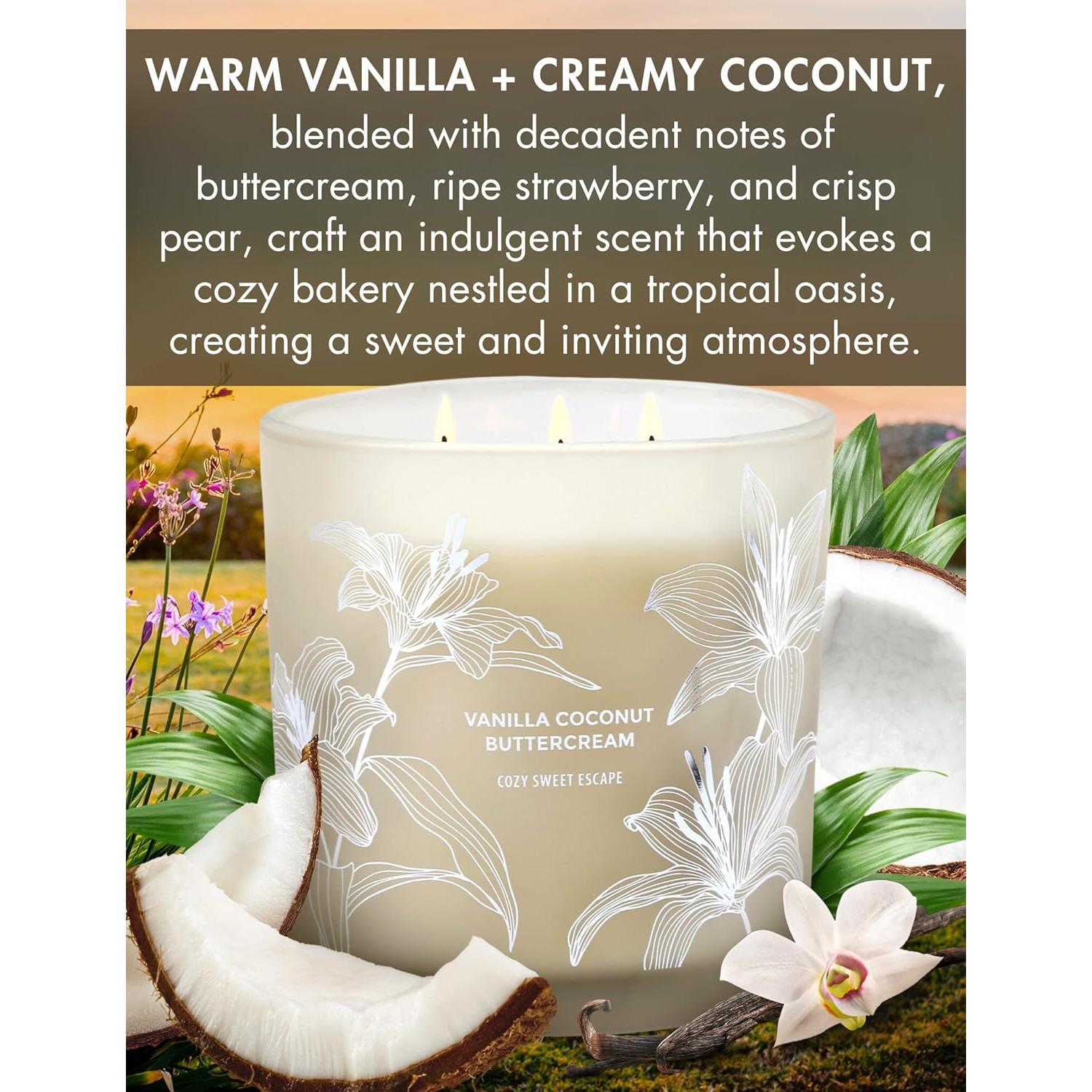 Vela Aromática de Soja GIFTAWAY 411 g 3 Mechas Coco Vainilla