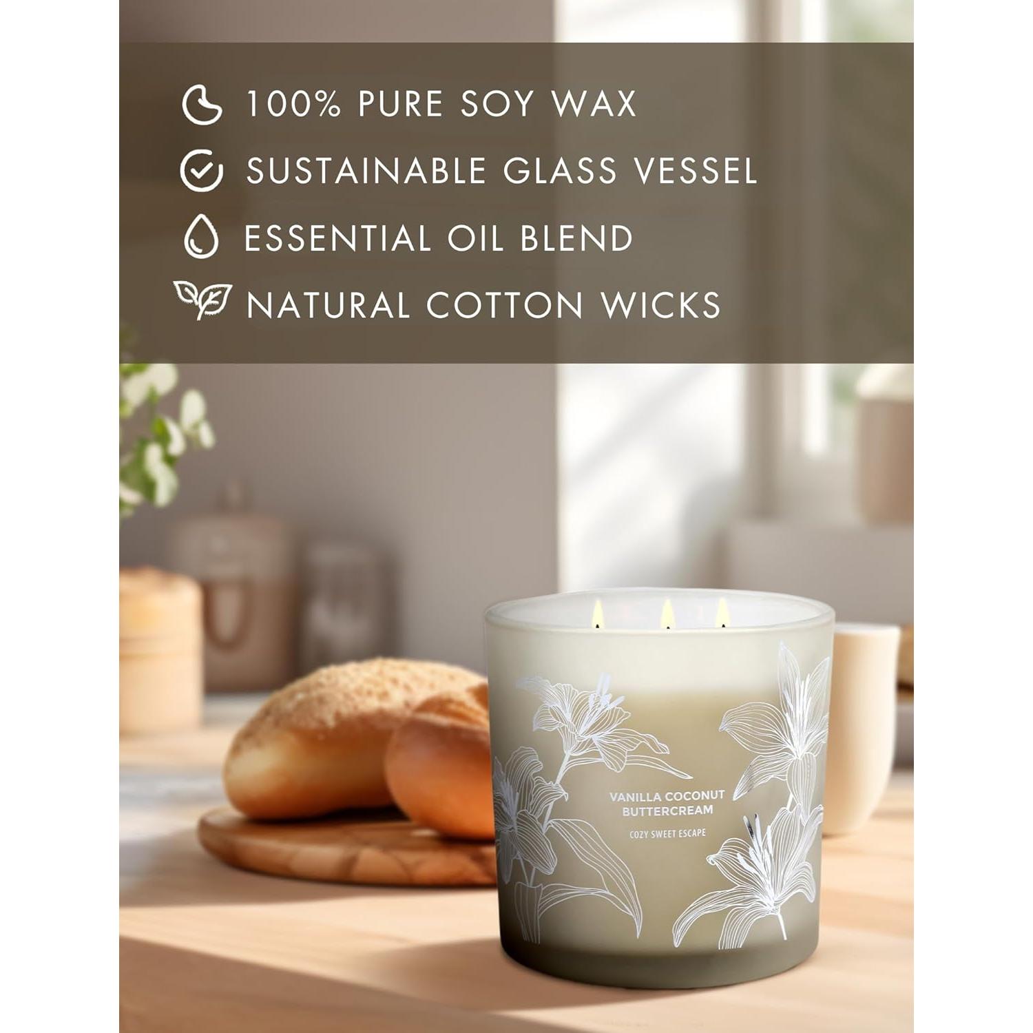 Vela Aromática de Soja GIFTAWAY 411 g 3 Mechas Coco Vainilla