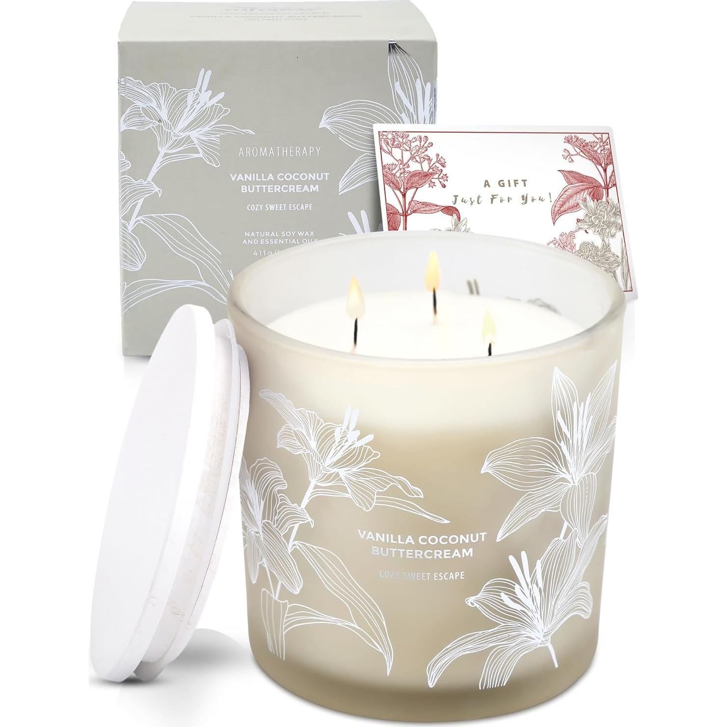 Vela Aromática de Soja GIFTAWAY 411 g 3 Mechas Coco Vainilla