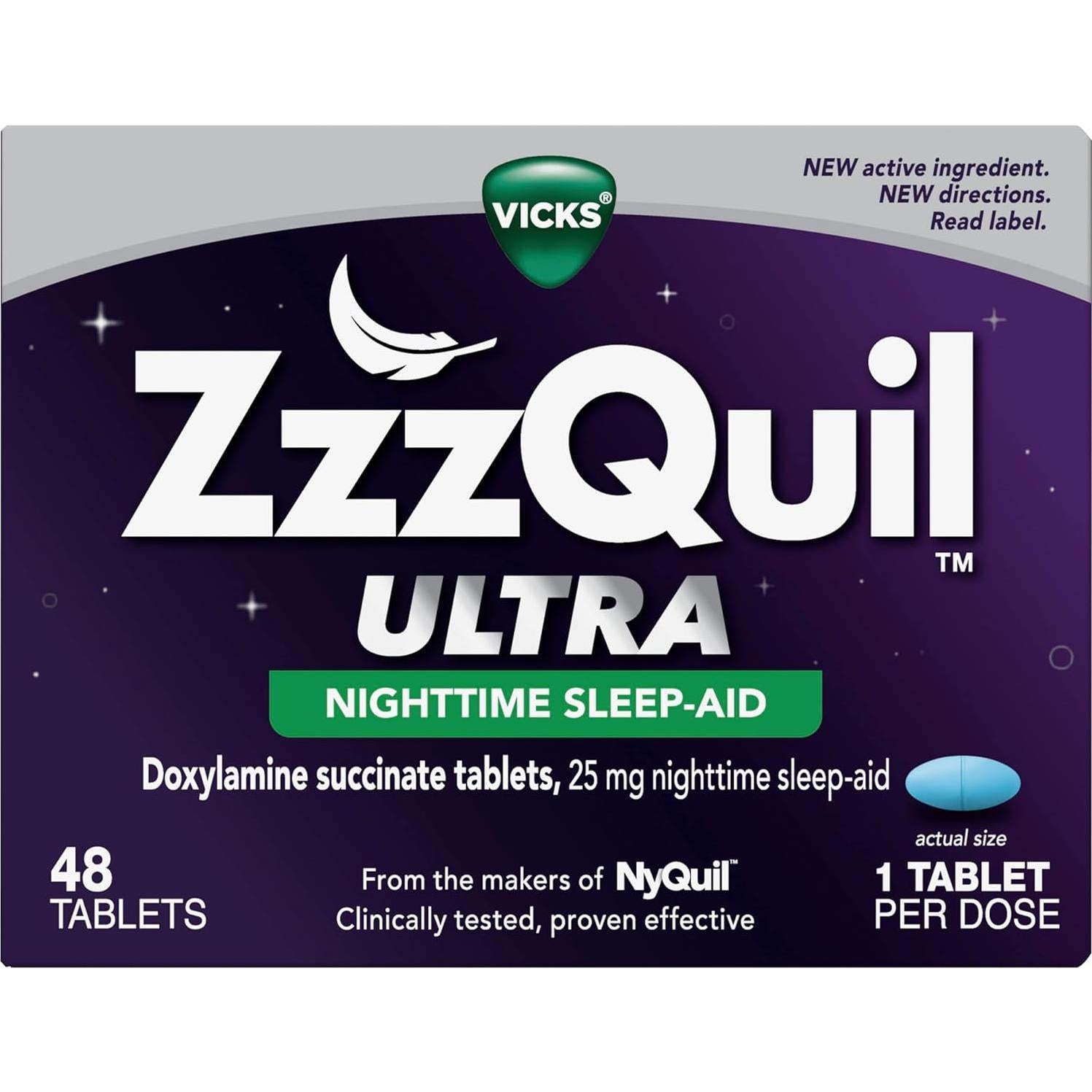 ZzzQuil Ultra Ayuda para Dormir 25mg Doxilamina 48 Tabletas