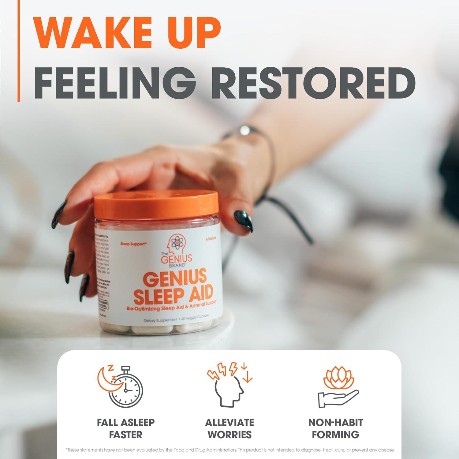 Genius Sleep Aid - Suplemento Natural para Dormir - 40 Cápsulas