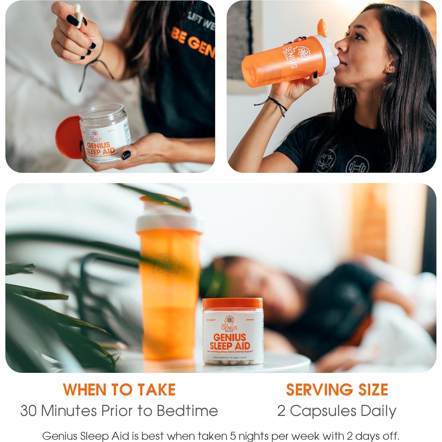 Genius Sleep Aid - Suplemento Natural para Dormir - 40 Cápsulas