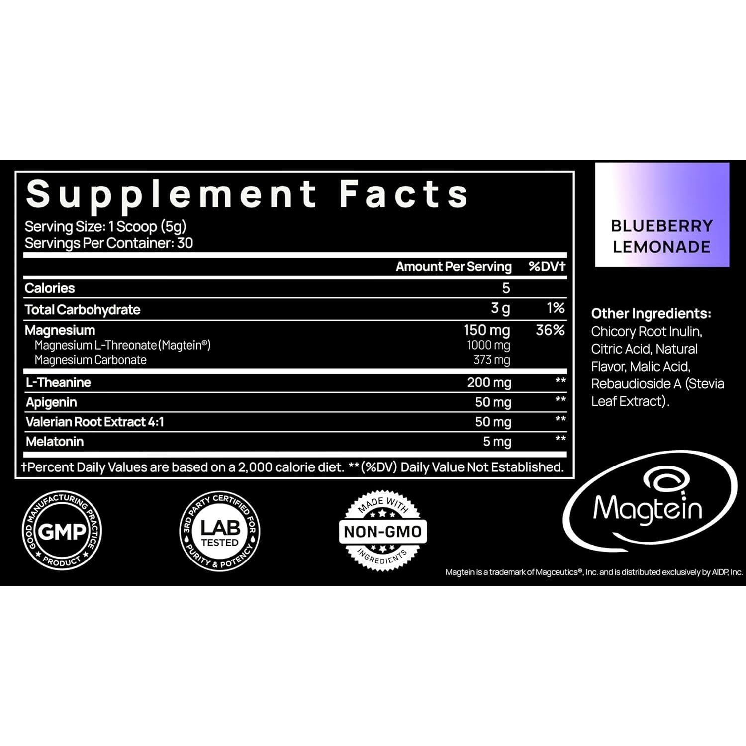 Suplemento de Magnesio L-Treonato ELMNT 1000mg + Melatonina