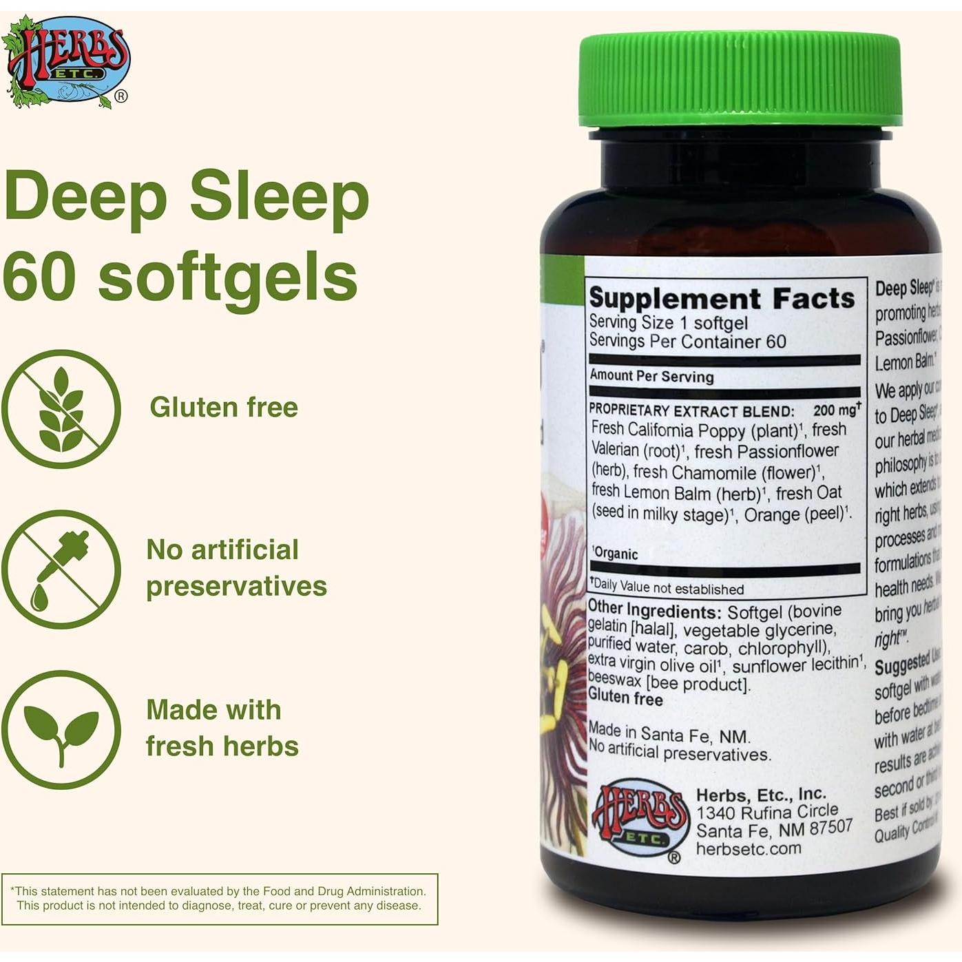 Suplemento Herbal Sueño Profundo Herbs Etc. - 60 Gelatinas