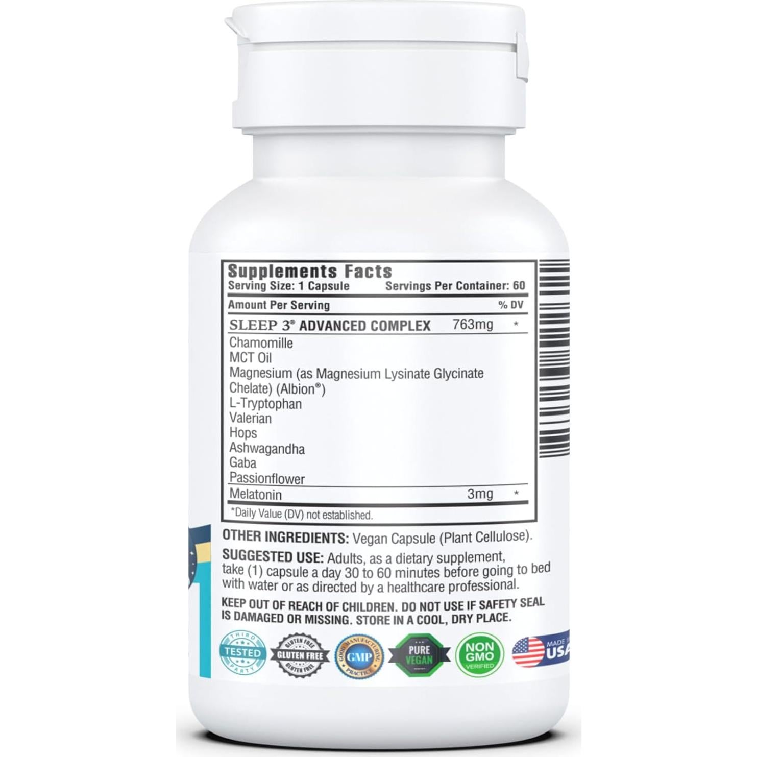 Kappa Nutrition Sueño 3 - 3mg Melatonina - 60 Cápsulas Veganas