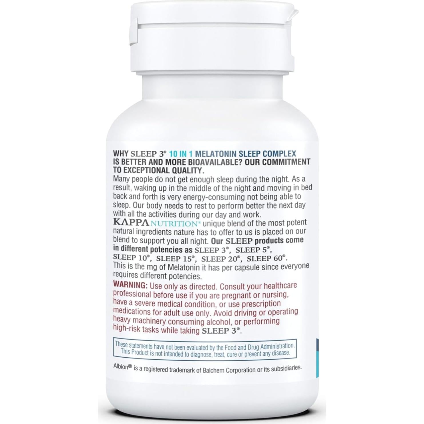 Kappa Nutrition Sueño 3 - 3mg Melatonina - 60 Cápsulas Veganas