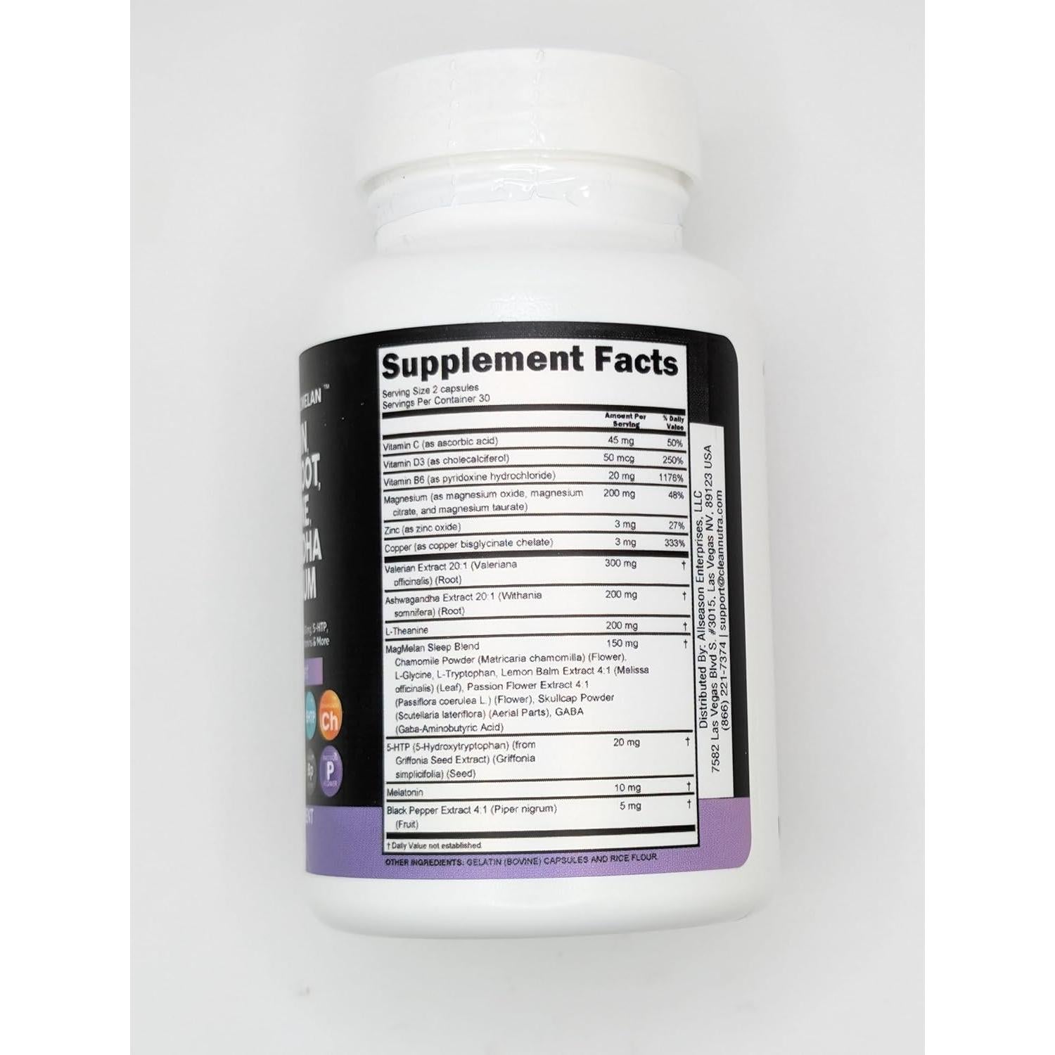 Clean Nutraceuticals Suplemento de Melatonina 10mg y Raíz de Valeriana 60 Cápsulas