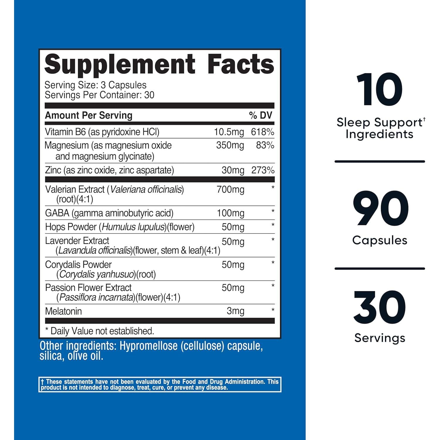 Complejo para Dormir Nutricost 1330mg 90 Cápsulas