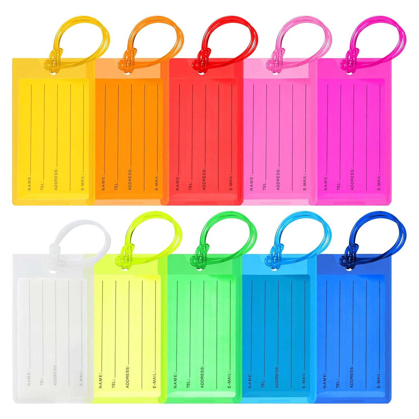 10 Etiquetas de Equipaje Sodsay, Resistentes y Coloridas