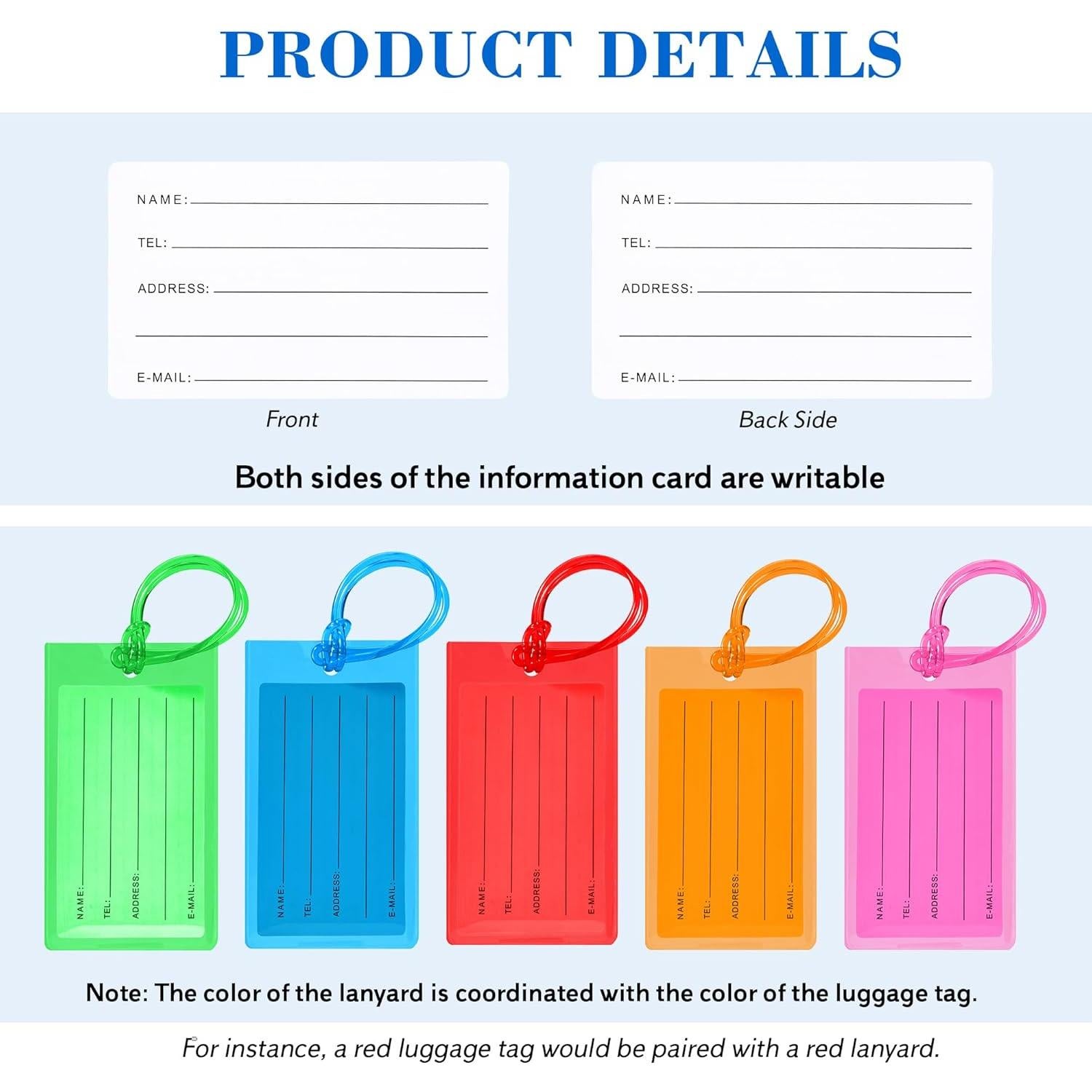 10 Etiquetas de Equipaje Sodsay, Resistentes y Coloridas