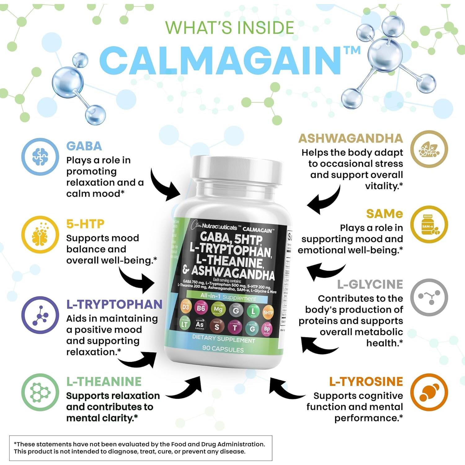 Suplemento Clean Nutraceuticals GABA 750mg 5-HTP 200mg