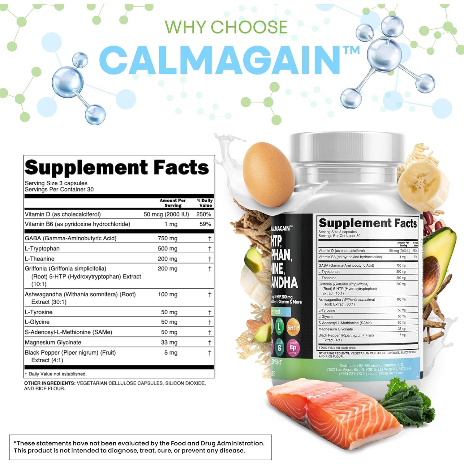 Suplemento Clean Nutraceuticals GABA 750mg 5-HTP 200mg