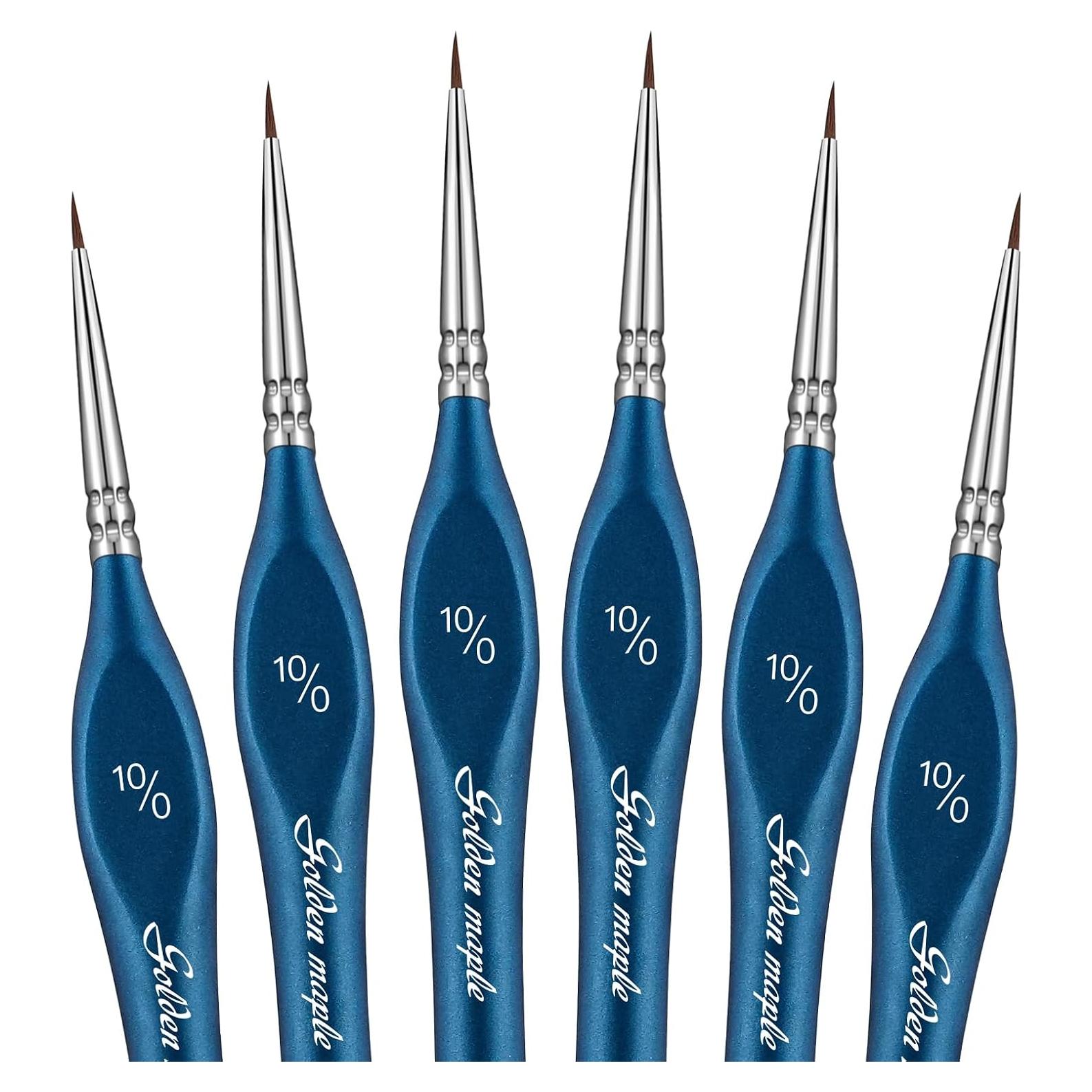 Pinceles de Detalle Arce Dorado 6PC Punta Fina Miniatura