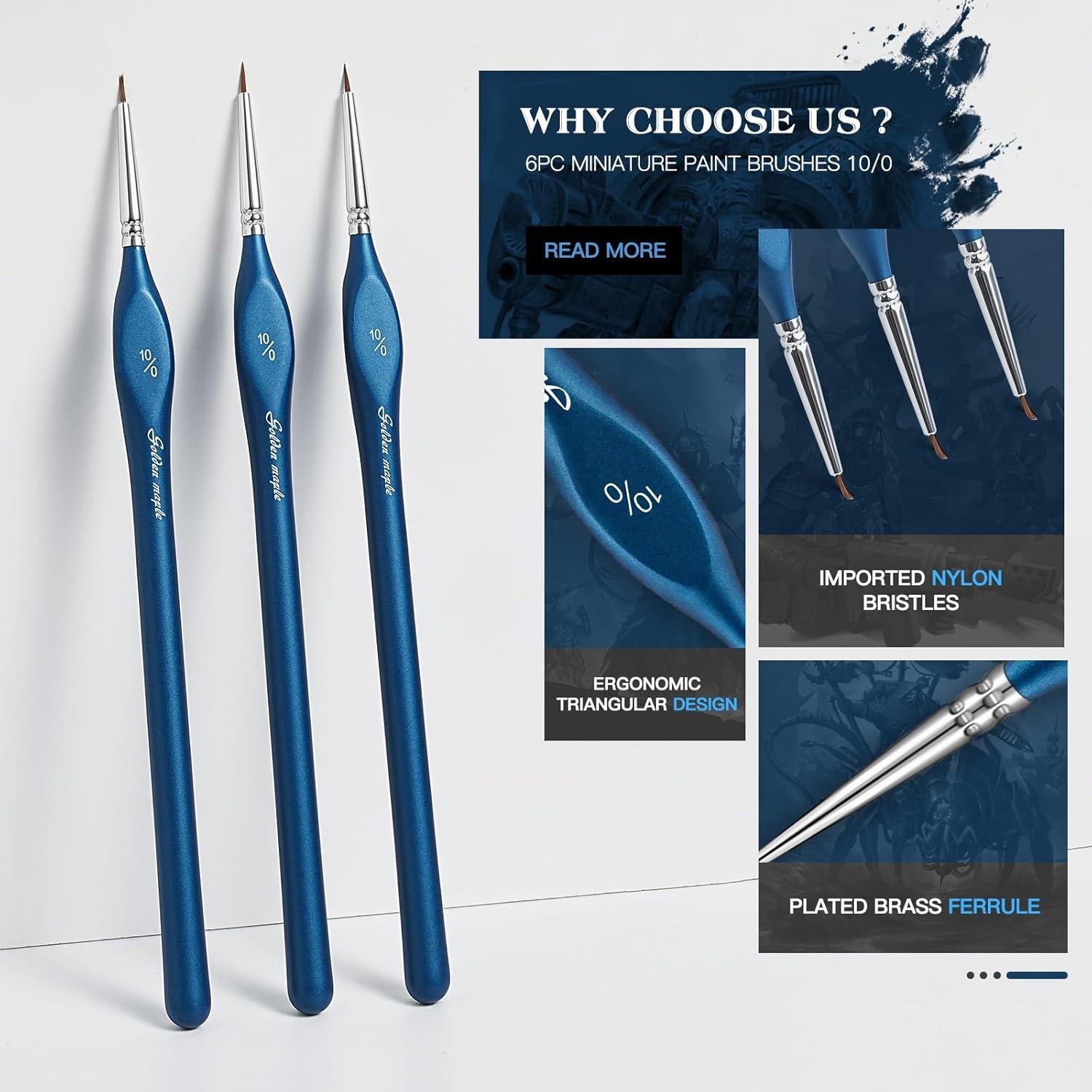 Pinceles de Detalle Arce Dorado 6PC Punta Fina Miniatura