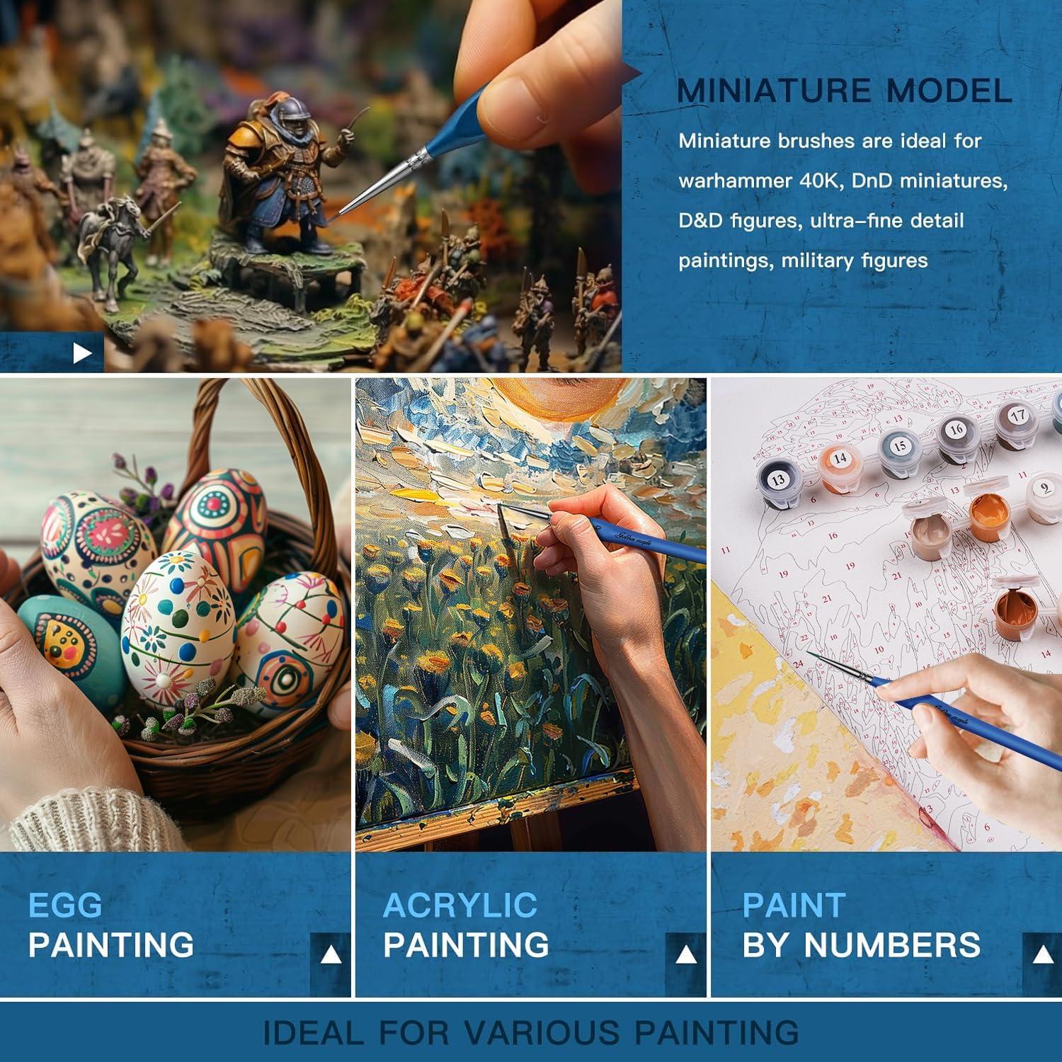 Pinceles de Detalle Arce Dorado 6PC Punta Fina Miniatura