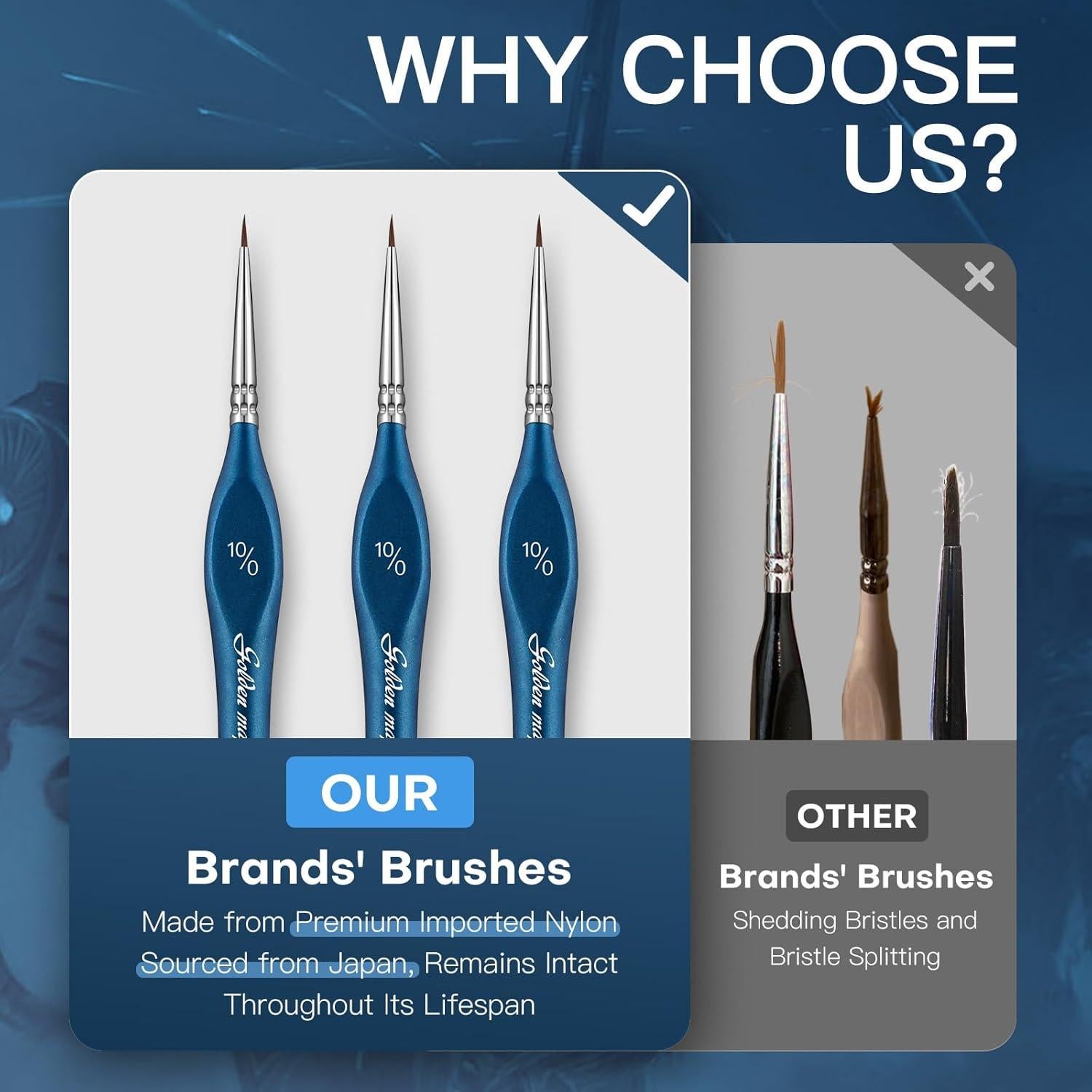 Pinceles de Detalle Arce Dorado 6PC Punta Fina Miniatura