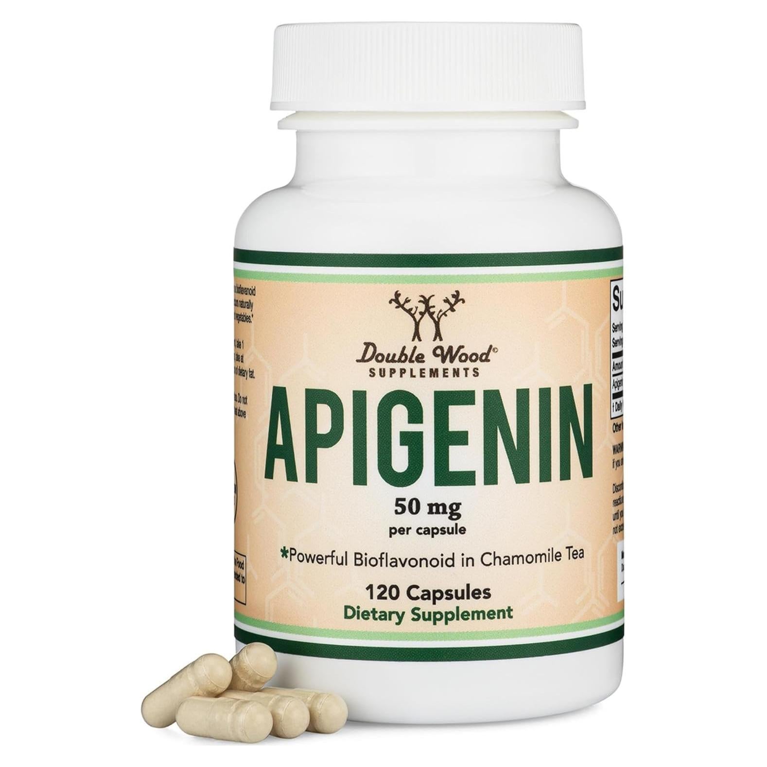 Suplemento de Apigenina 50 mg Double Wood 120 Cápsulas