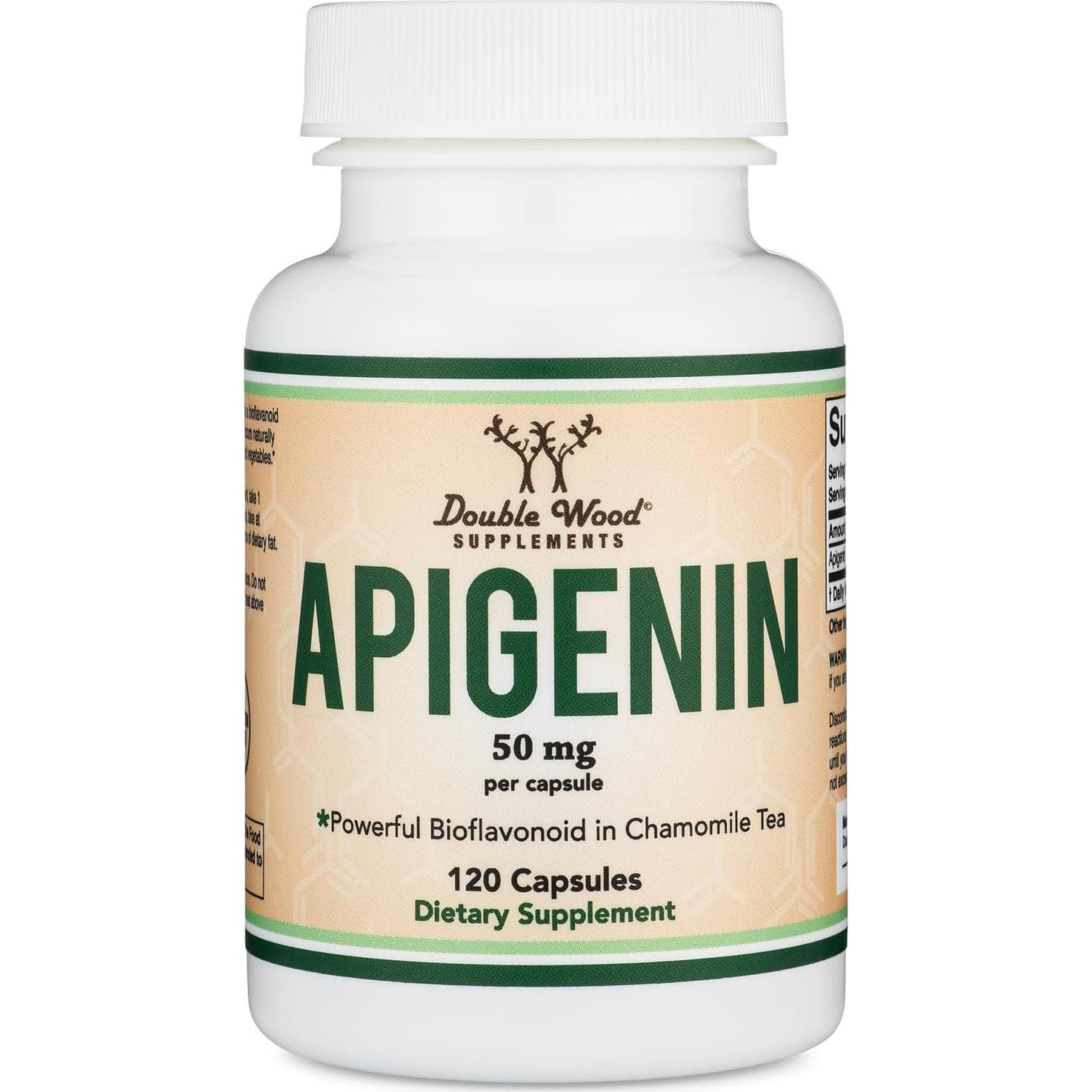Suplemento de Apigenina 50 mg Double Wood 120 Cápsulas