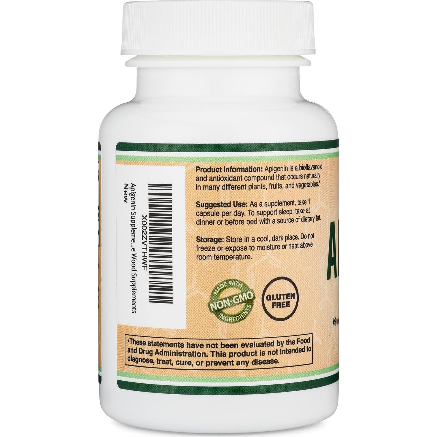 Suplemento de Apigenina 50 mg Double Wood 120 Cápsulas