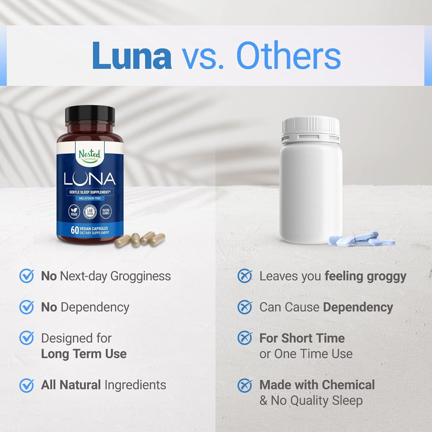 Suplemento Herbal para Dormir Nested Naturals Luna 60 Cápsulas