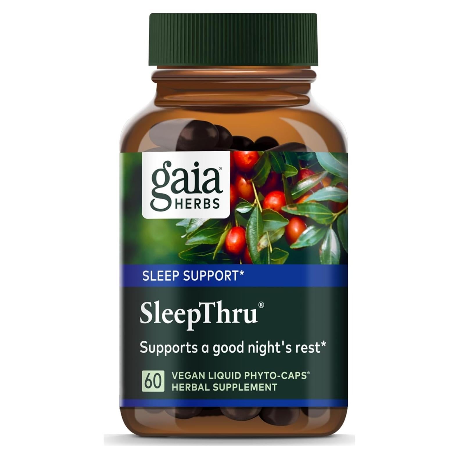 Suplemento Natural Gaia Herbs SleepThru 60 Cápsulas Veganas