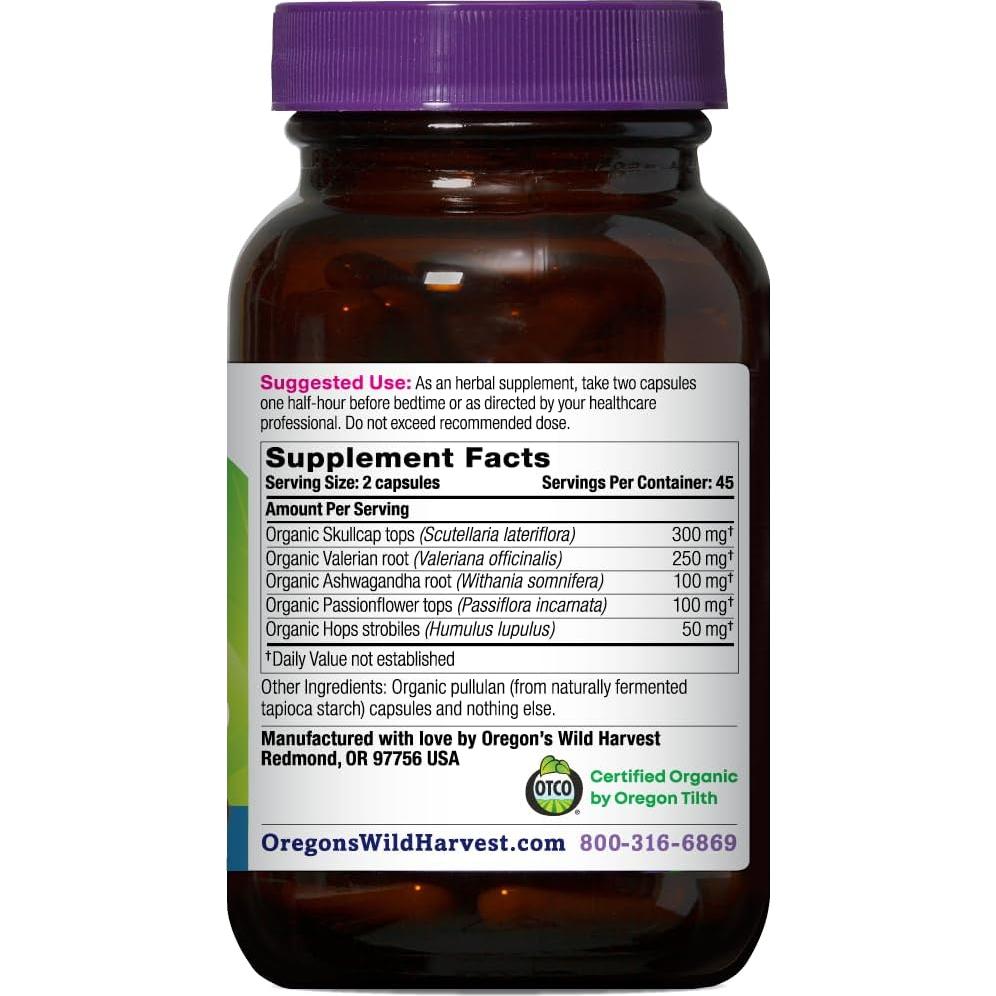 Suplemento Orgánico Sleep Better Oregon's Wild Harvest 90 Cápsulas