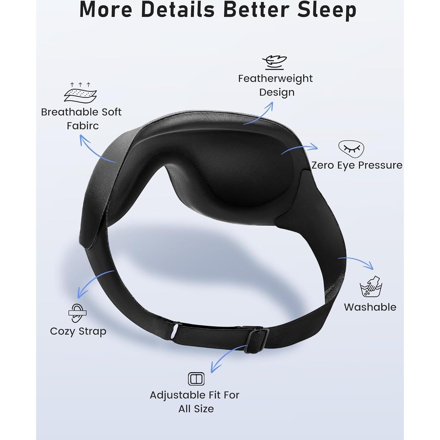 Máscara de Ojos 3D FACEMOON Bloqueo Luz Ajustable 3 Pcs