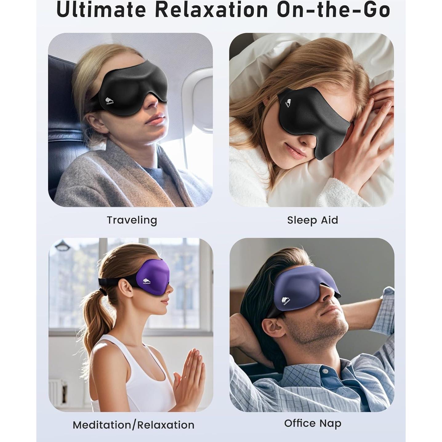 Máscara de Ojos 3D FACEMOON Bloqueo Luz Ajustable 3 Pcs