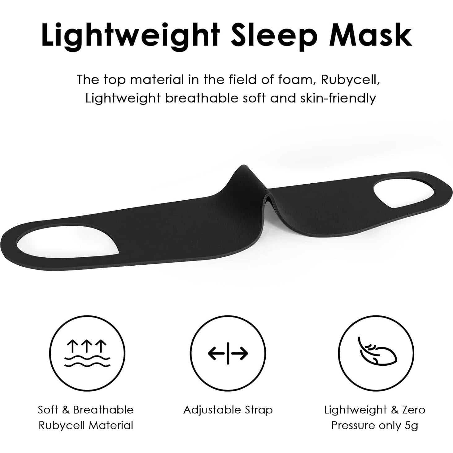 Máscara de Sueño FRESHME Negra Ligera y Transpirable