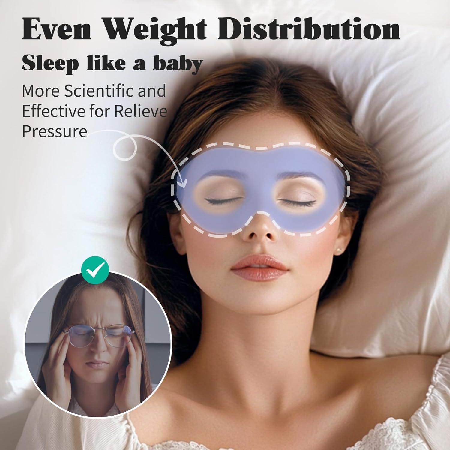 Máscara de Sueño 3D MABAO con Peso y Correa Ajustable - Negro