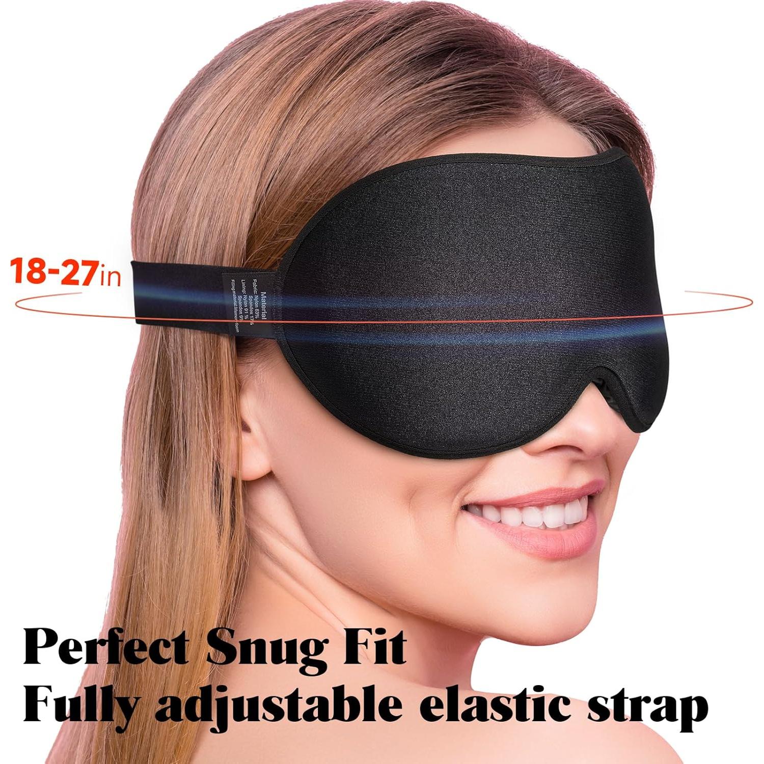 Máscara de Sueño 3D MABAO con Peso y Correa Ajustable - Negro