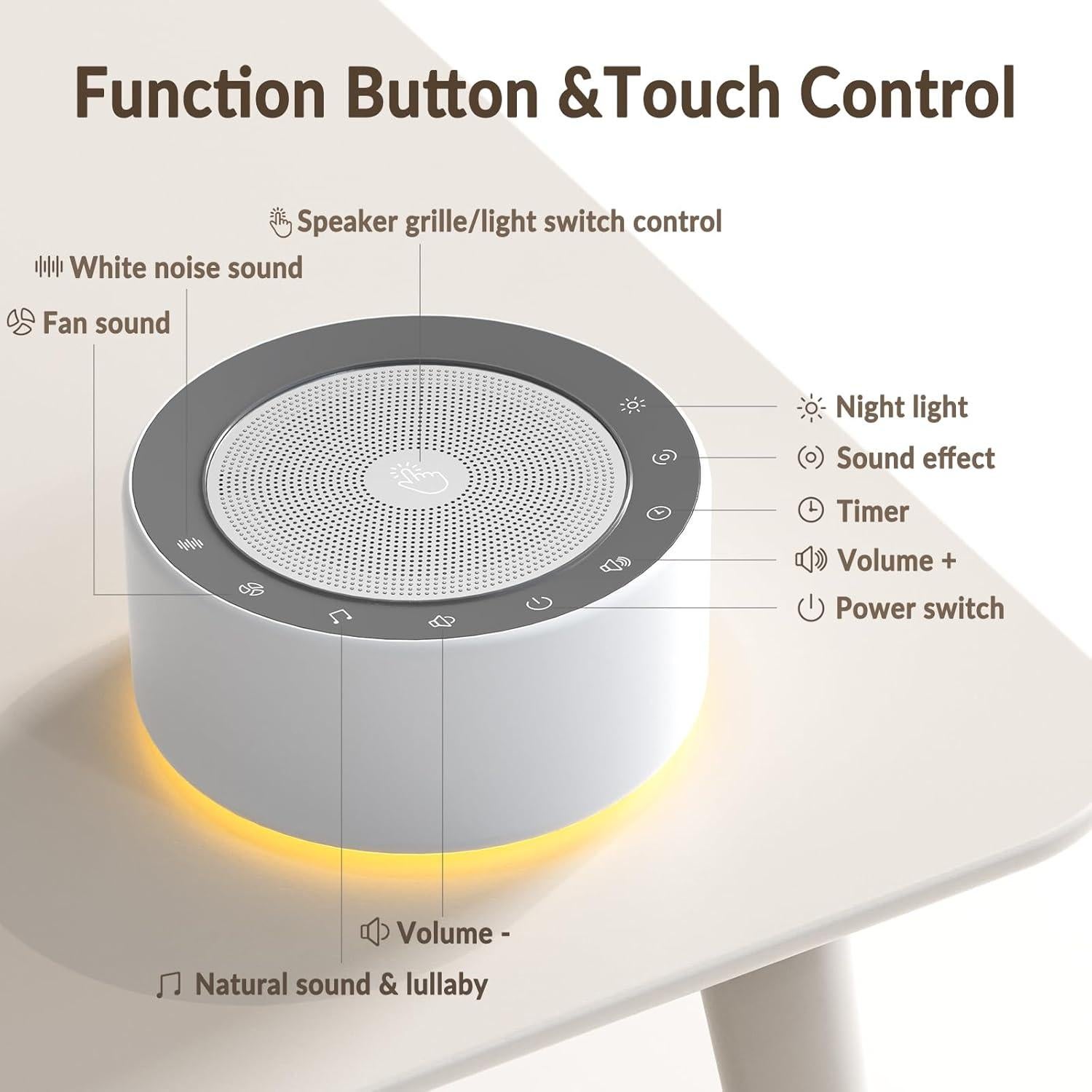 Máquina de Sonido Blanco Kipcush con Luz Nocturna 30 Sonidos