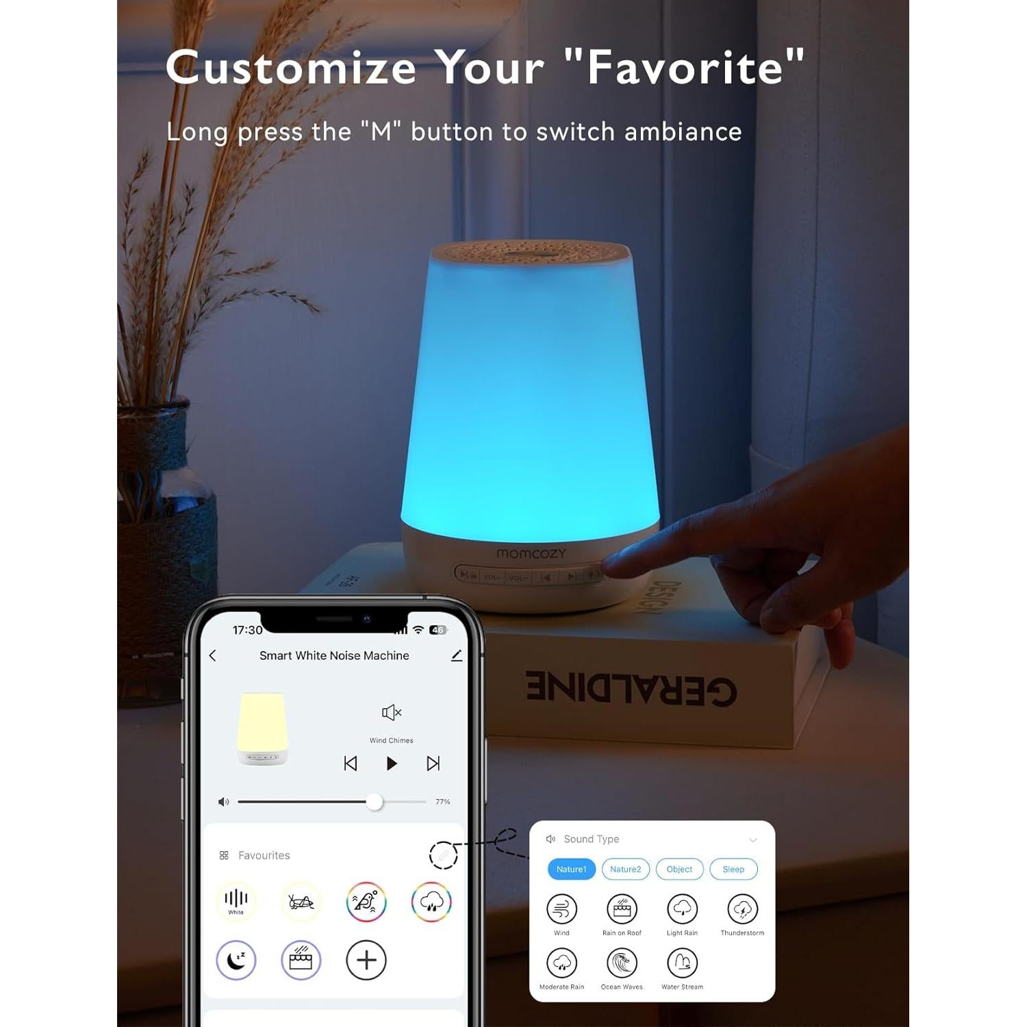 Máquina de Sonido Momcozy MCWDB03 con Luz Nocturna Azul