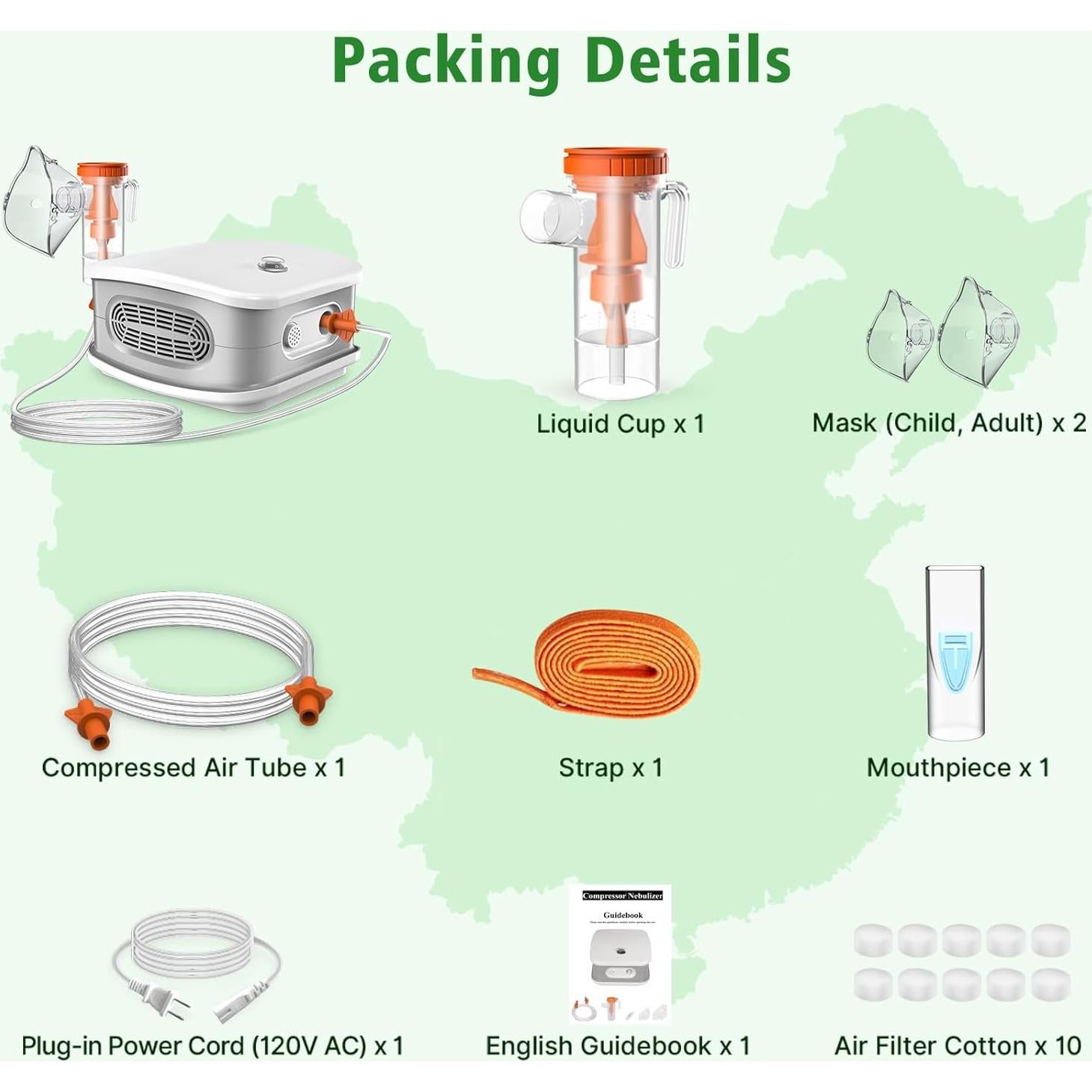Nebulizador Portátil BUYDIF con 2 Máscaras y Boquilla