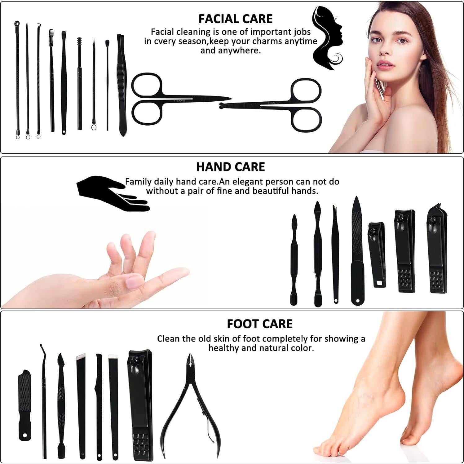 Kit de Manicura Profesional ORBET - 26 Piezas Acero Inoxidable