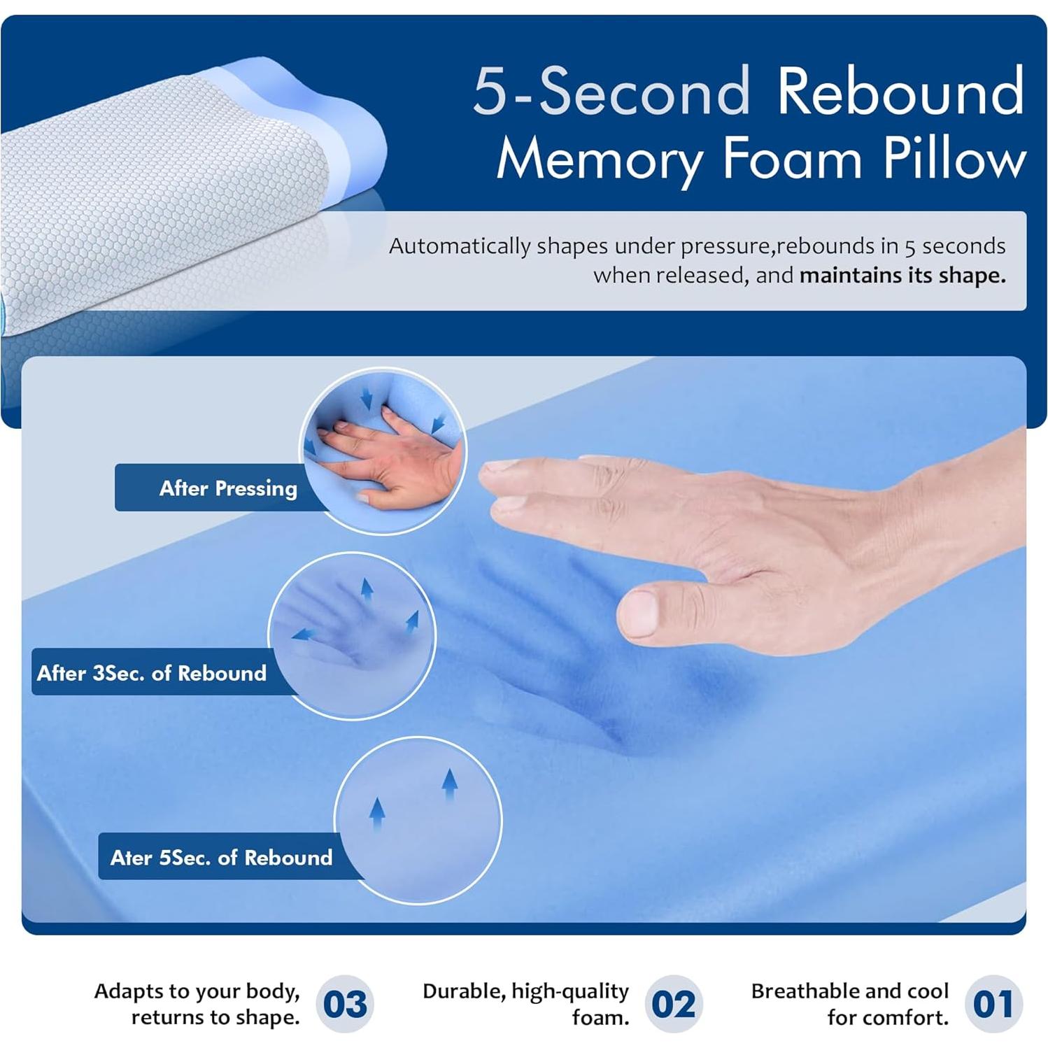 Almohada de Espuma Viscoelástica Nube 9 para Viaje Compacta