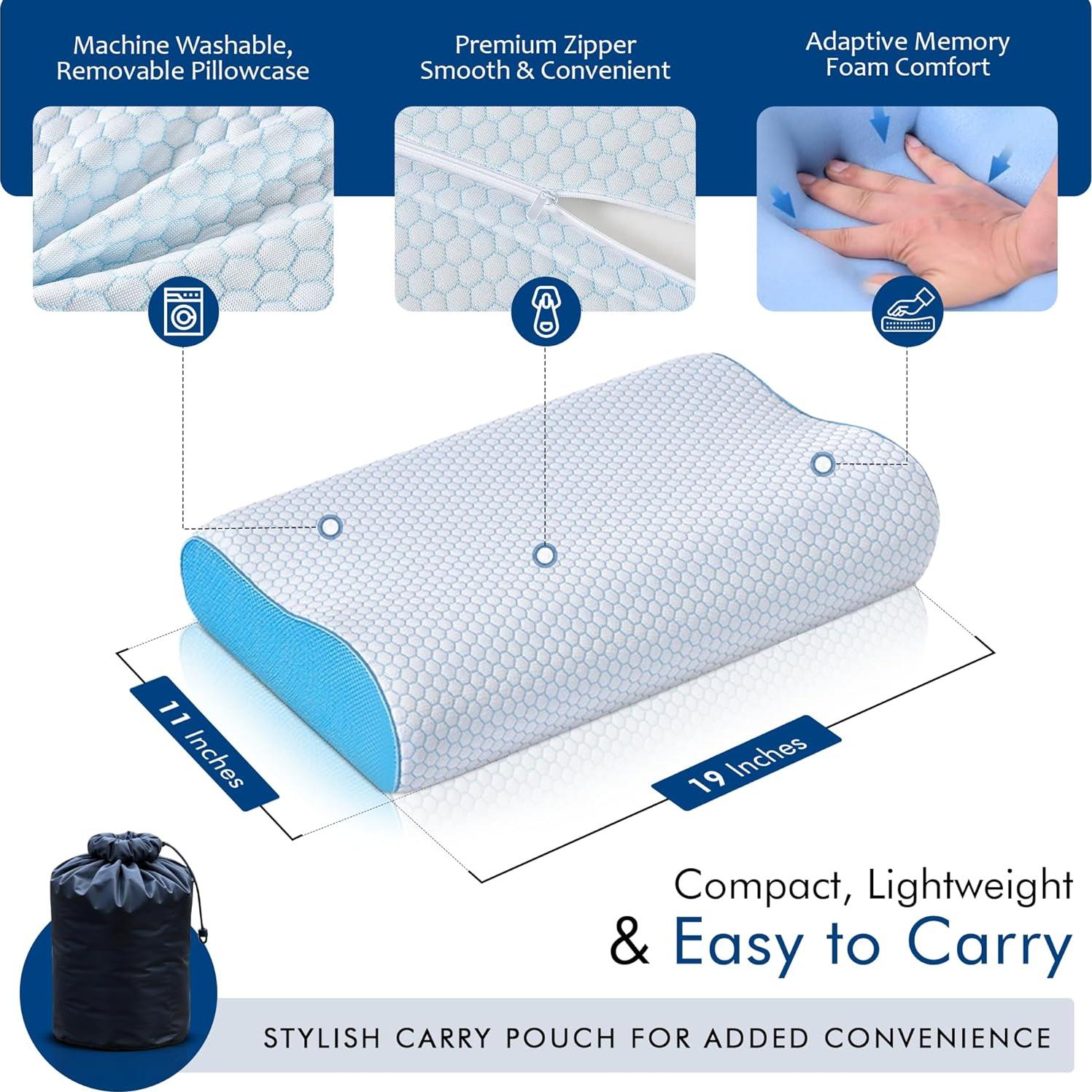 Almohada de Espuma Viscoelástica Nube 9 para Viaje Compacta