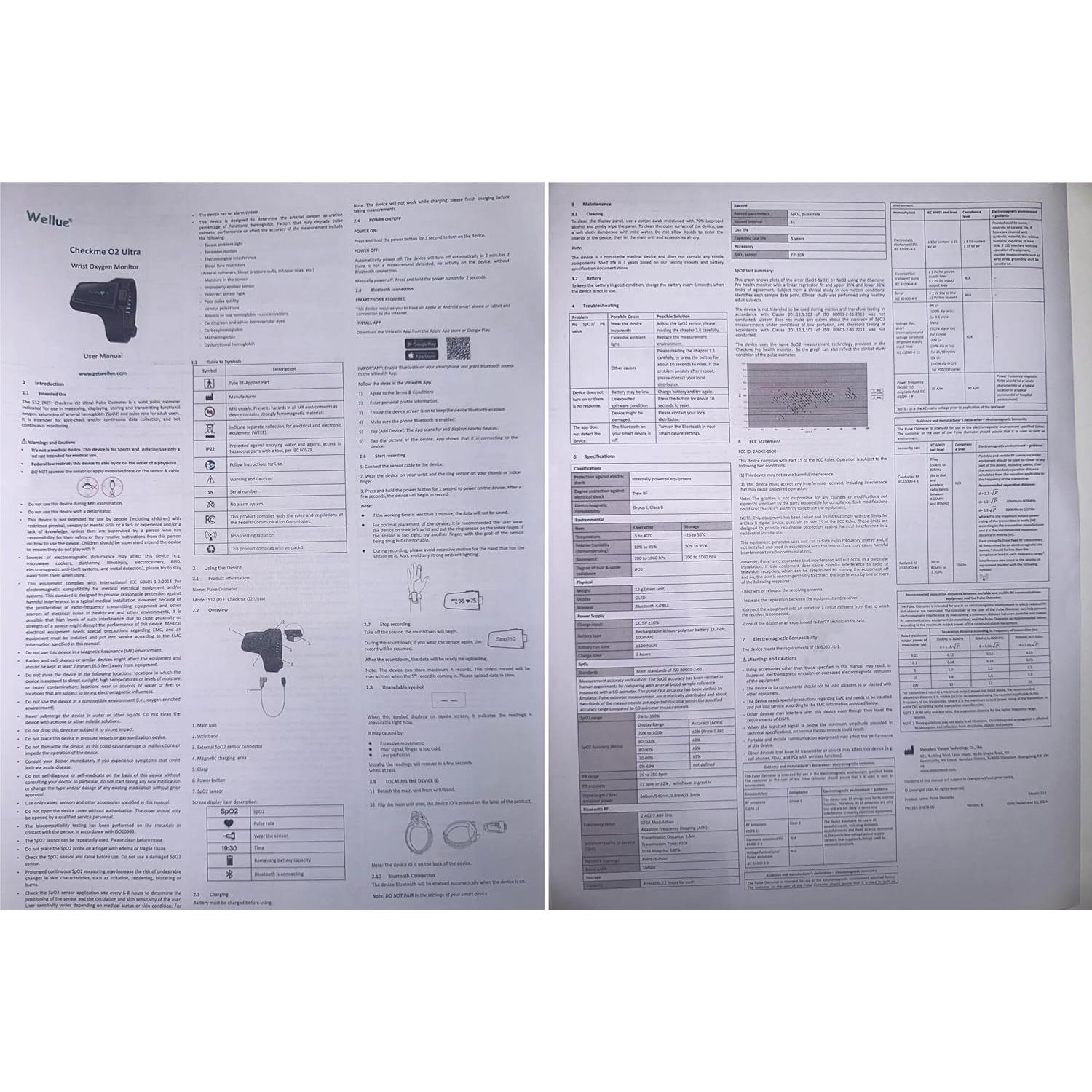 Oxímetro de Pulso Wellue Checkme O2 Ultra Bluetooth 100h