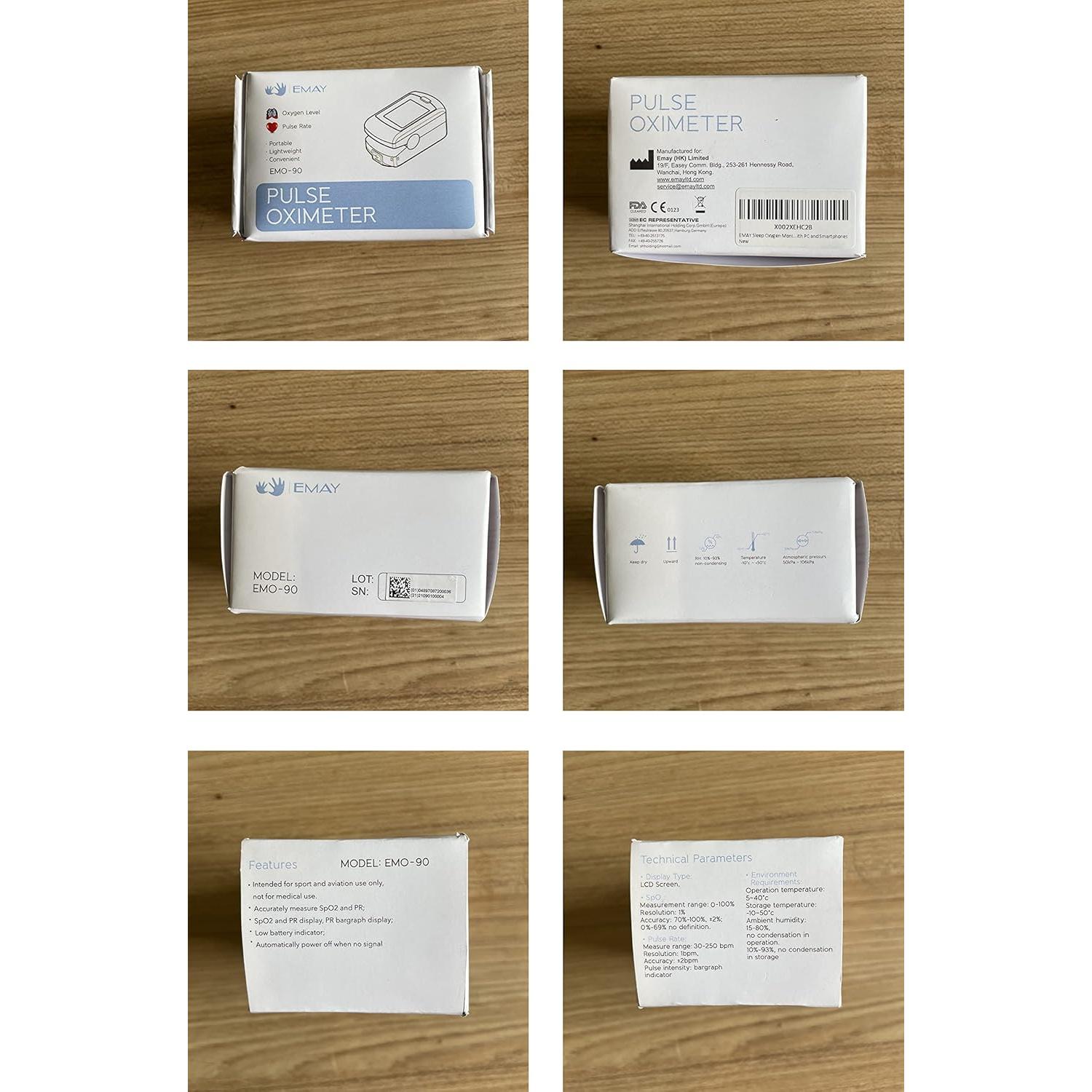 Monitor de Oxígeno EMAY Bluetooth con App y Memoria 72h