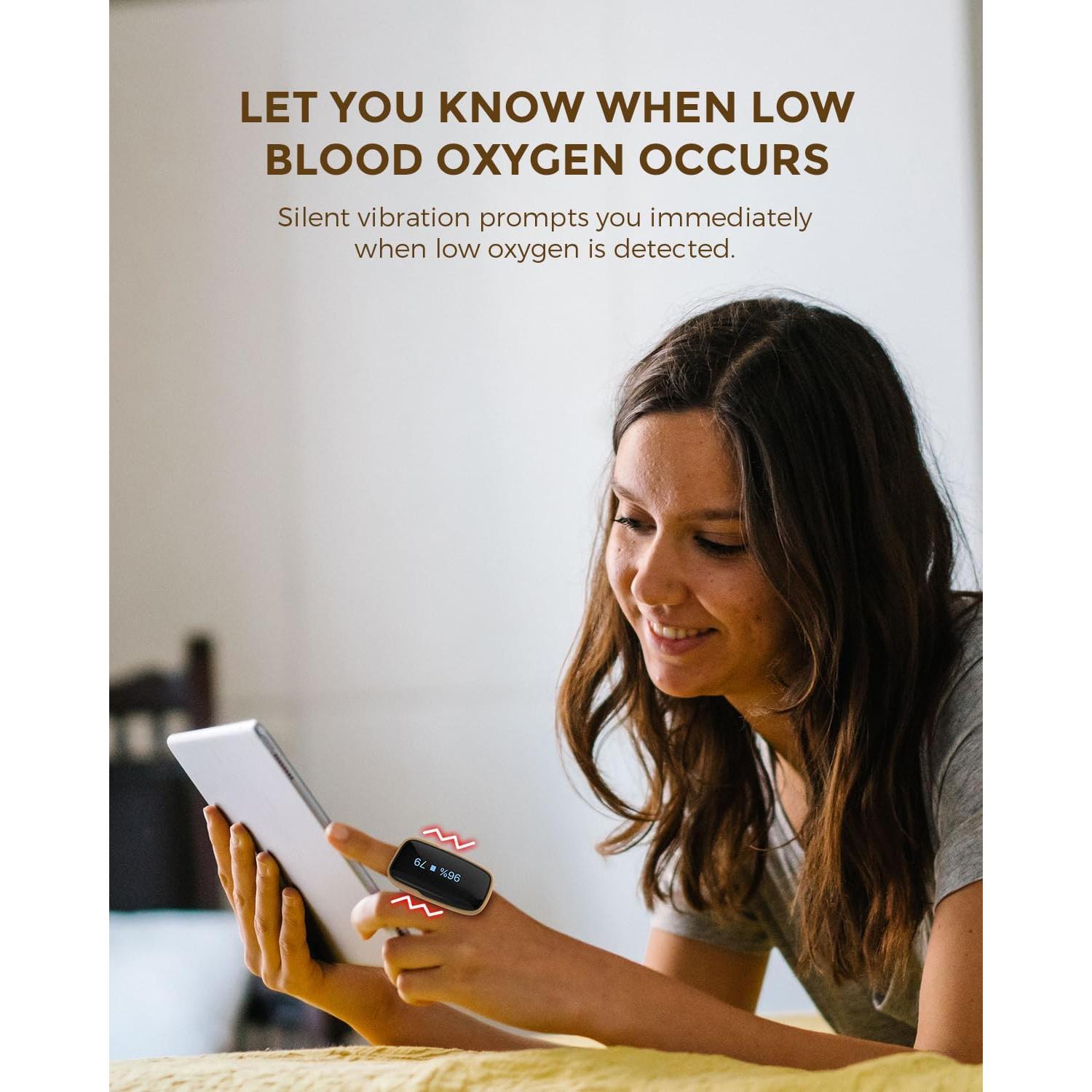 Oxímetro de Pulso Vibeat WearO2 Bluetooth 12h Monitor O2