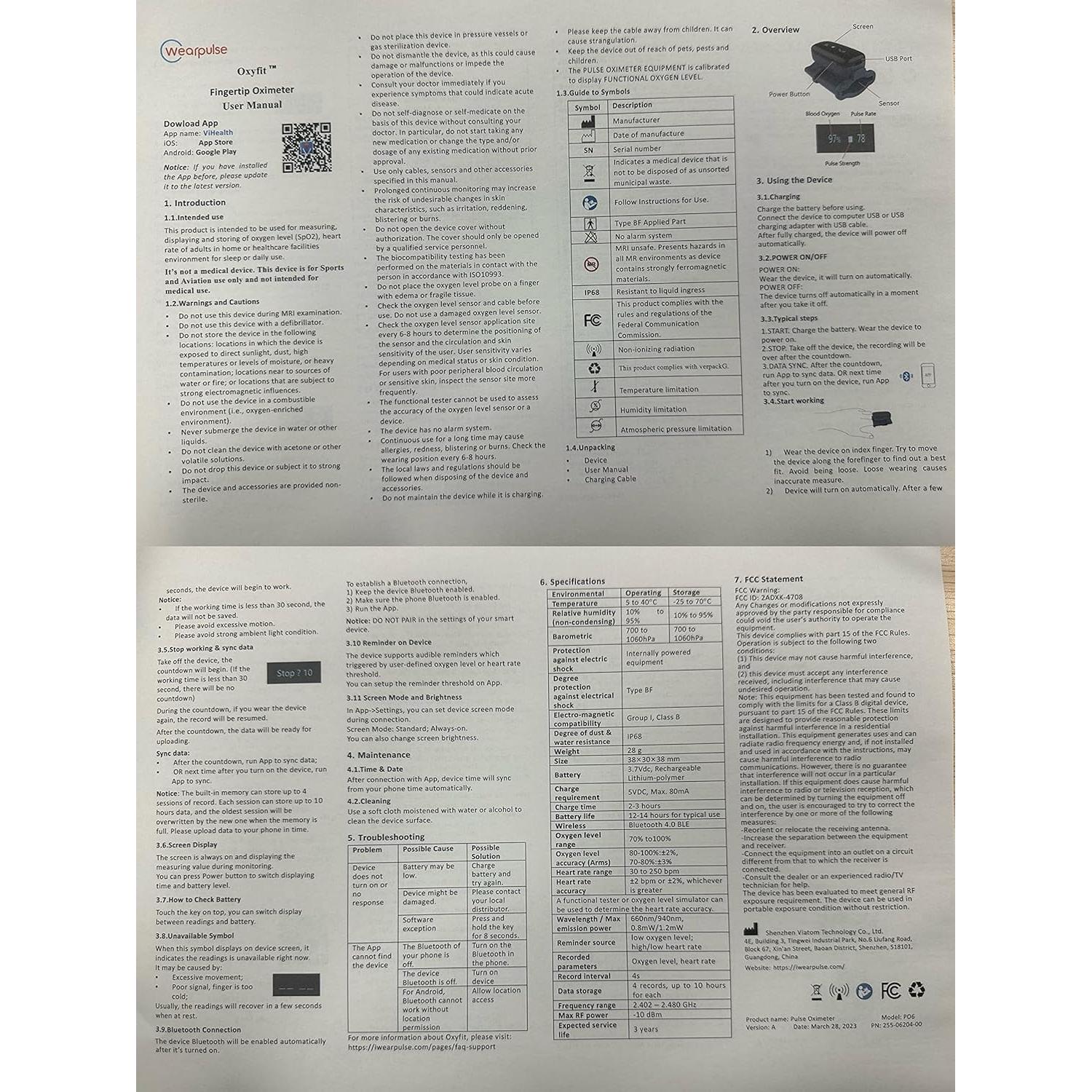 Oxímetro de Pulso Bluetooth Oxyfit con App, Medidor de O2 y Frecuencia Cardíaca